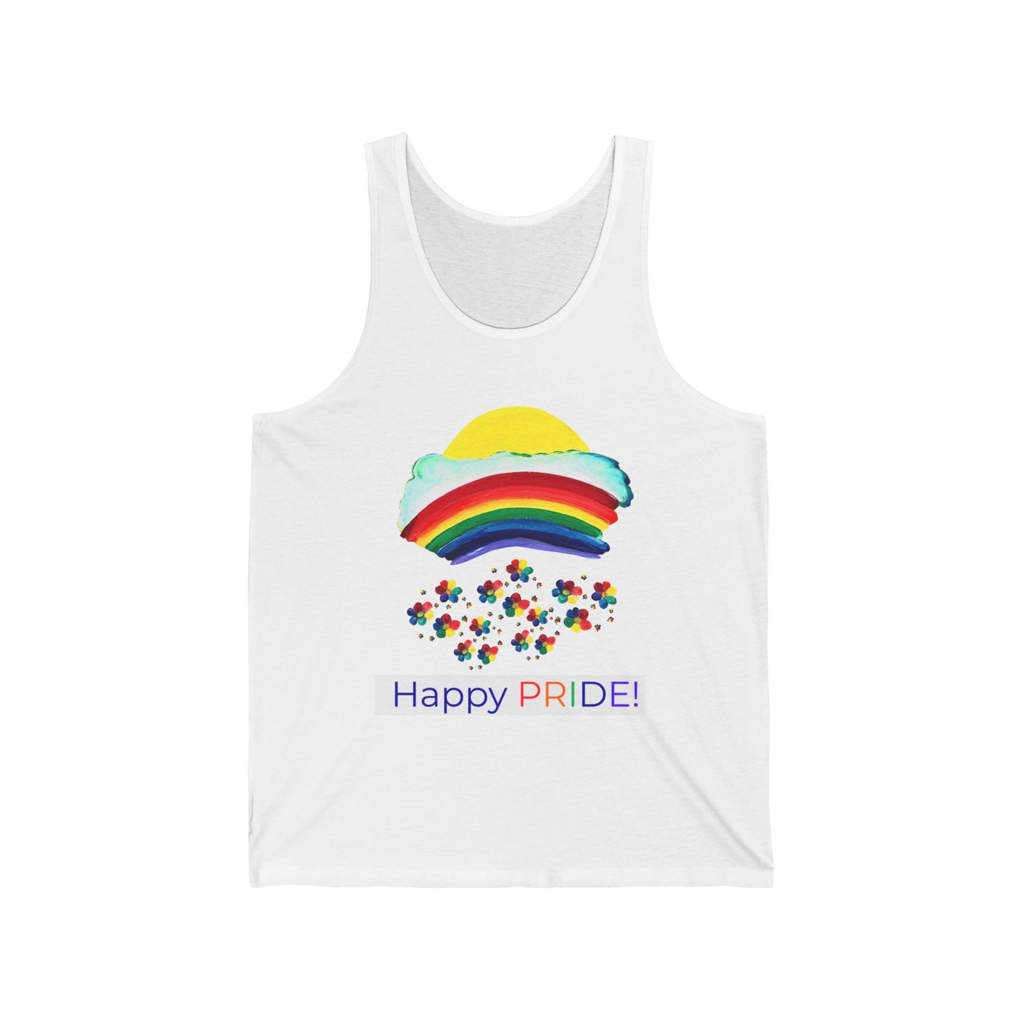 Rainbow Sun with Confetti Happy PRIDE! Tank Top | LGBTQ+ Pride Apparel