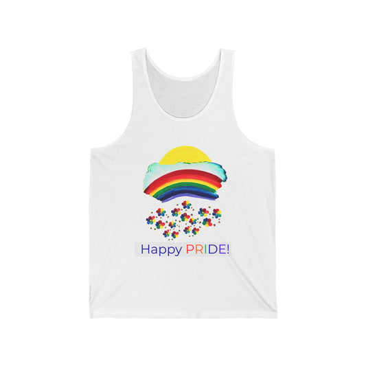 Rainbow Sun with Confetti Happy PRIDE! Tank Top | LGBTQ+ Pride Apparel