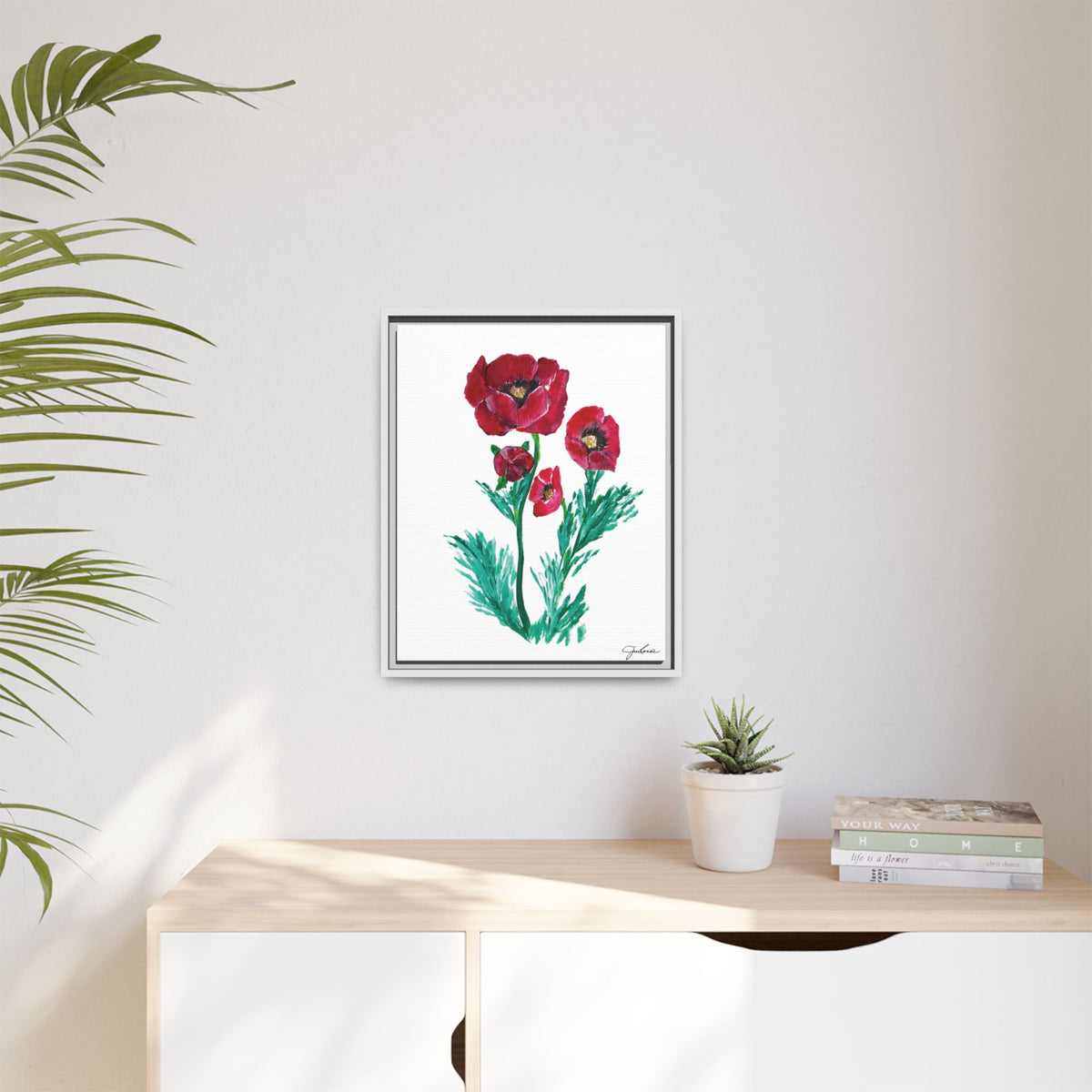 Canvas Print, Poppies - Framed Wall Art, Matte Canvas Decor, Multi-color Poppies Artwork, Floral Home Decor, Botanical Wall Hanging, Gift