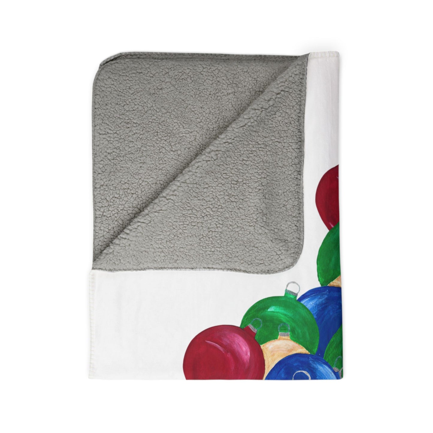 Cozy Holiday Fleece Sherpa Blanket, Festive Throw for Christmas, Ornaments Design, Perfect Gift for Winter, Holiday Decor, Snuggle Up