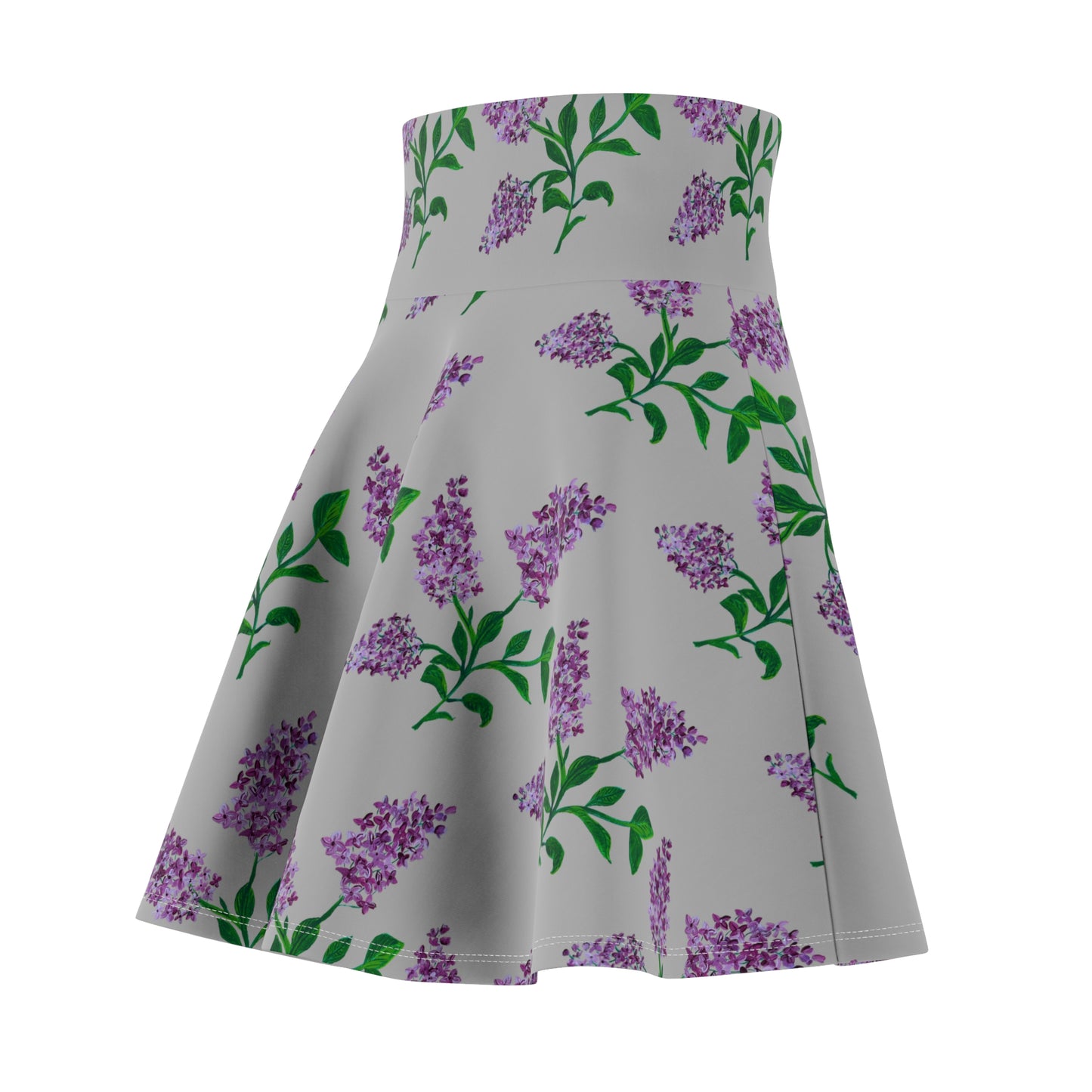 Lavender Botanical Print Skater Skirt | Purple Floral Spring Pattern