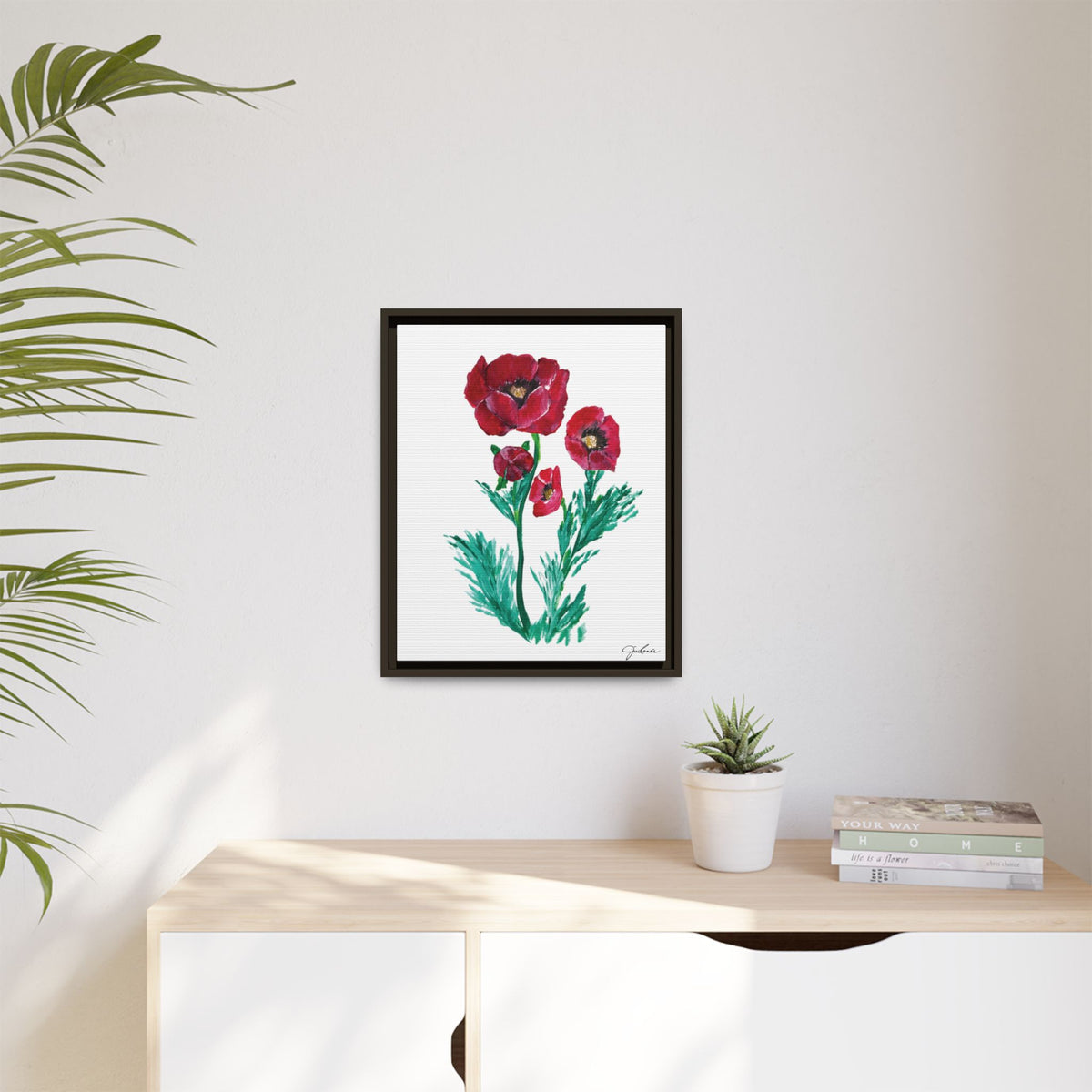Canvas Print, Poppies - Framed Wall Art, Matte Canvas Decor, Multi-color Poppies Artwork, Floral Home Decor, Botanical Wall Hanging, Gift
