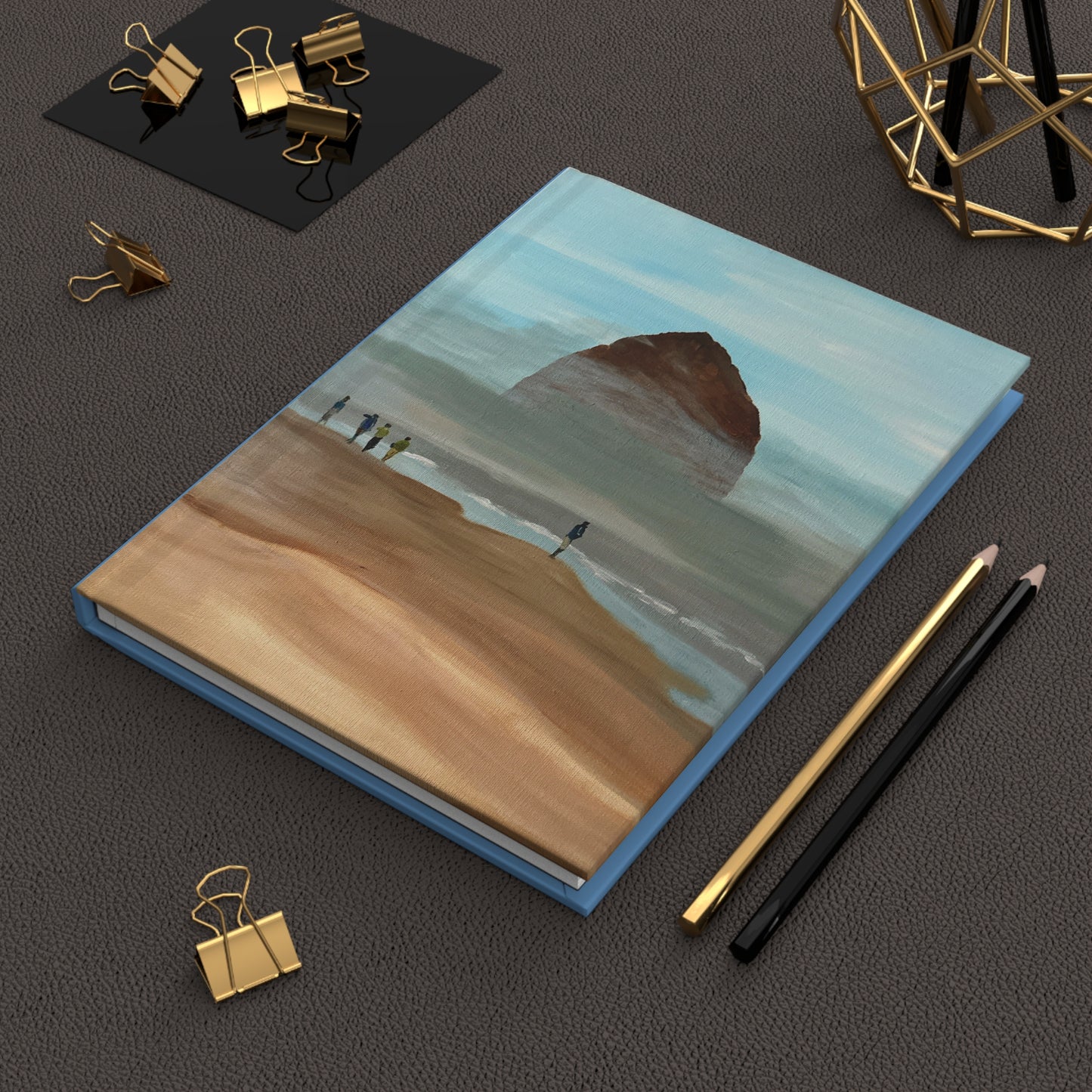 Matte Hardcover Journal, foggy Haystack Rock notebook, nature lover gift, writer's diary, travel planner, stationary essential, personal