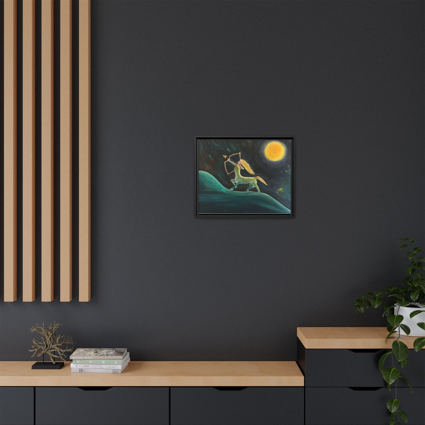 Sagittarius Celestial Centaur Framed Canvas Print — Matte Multi‑Color