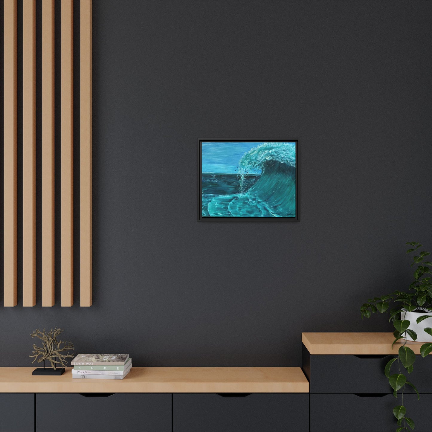 Colorful Wave at Sea Framed Canvas Print | Matte Canvas Artwork