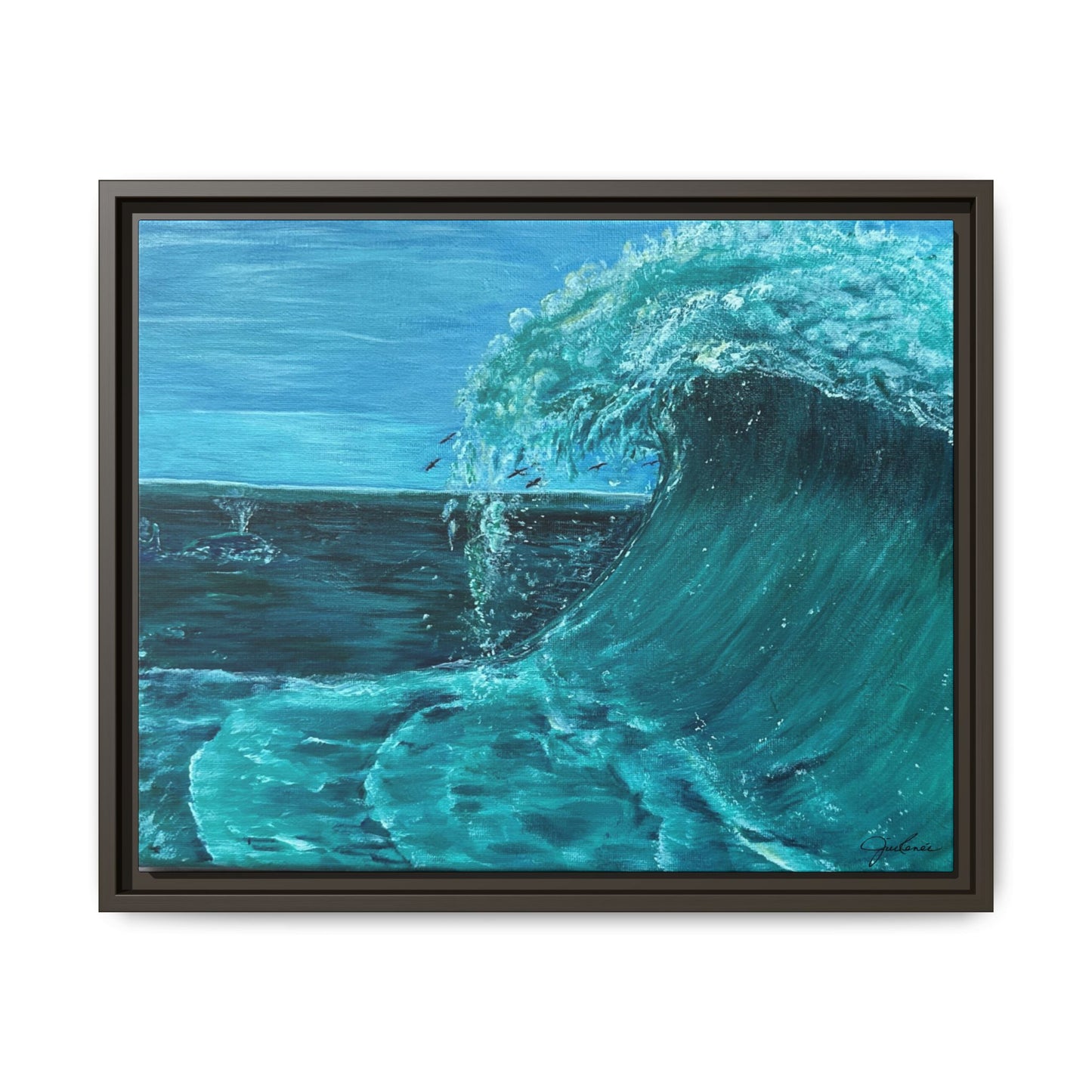 Colorful Wave at Sea Framed Canvas Print | Matte Canvas Artwork