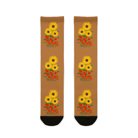 Sunflower Blooms Crew Socks - Vibrant Floral Gift, Eco-friendly Fashion, Fun Cozy Wear, Happy Birthday Surprise, Nature Lover Accessory