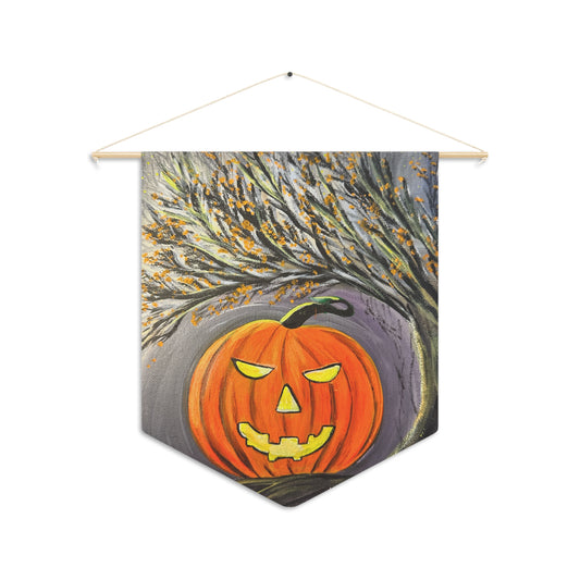 Jack-o'-Lantern Pumpkin Pennant | Halloween Décor, Spooky Tree Illustration