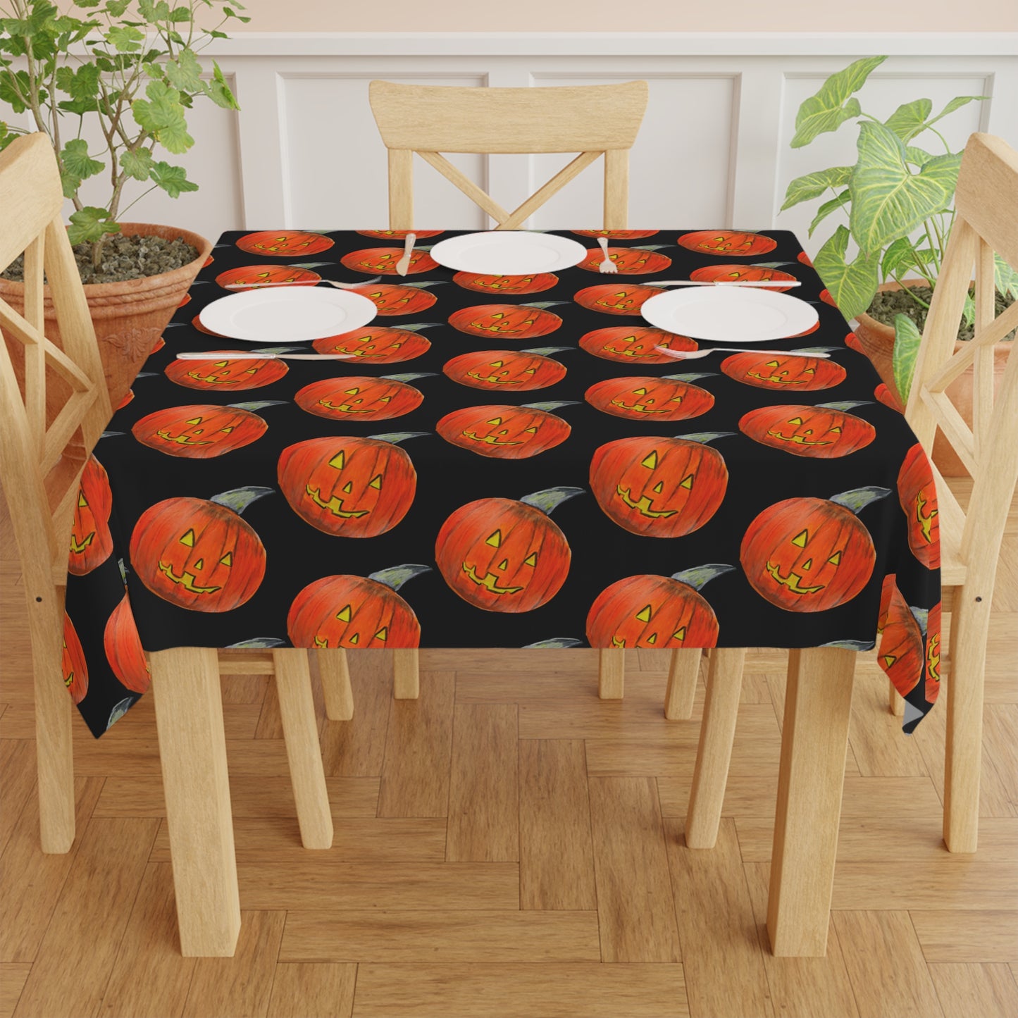 Halloween Jack-o'lantern Tablecloth, Festive Decor for Fall Gatherings, Thanksgiving Parties, Spooky Table Setting, Autumn Home Decoration