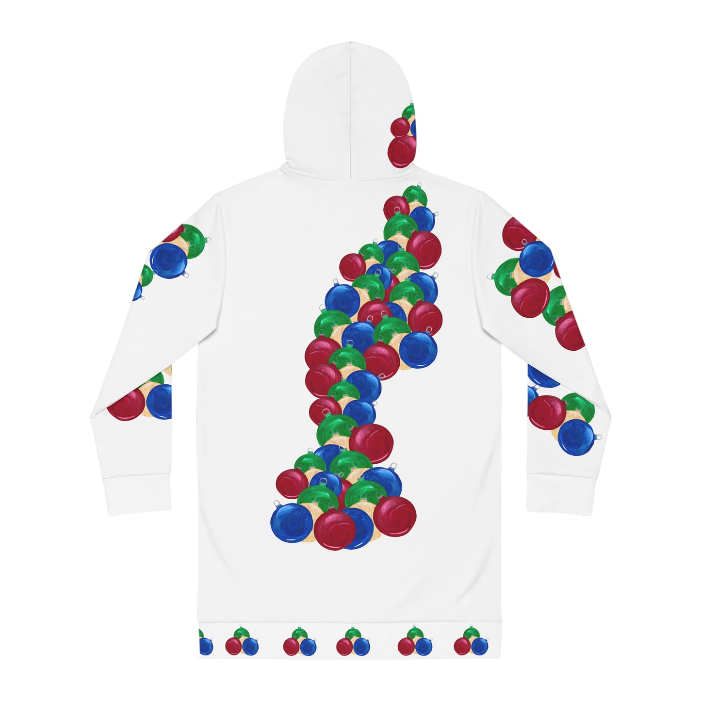 Colorful Ornament Print Women's Hoodie Dress | Festive Holiday Wear Christmas, New Year Dress it up, Cozy Winter Dress, Christmas Party