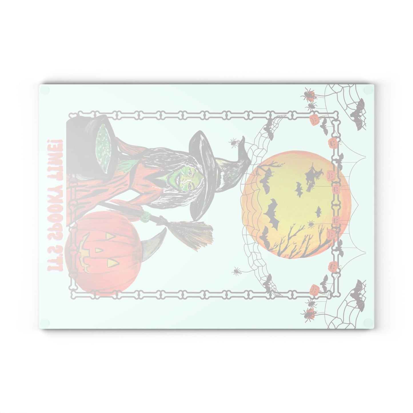 Halloween Glass Cutting Board, Spooky Kitchen Decor, Witch & Pumpkin Design, Holiday Gift, Halloween Party Essentials