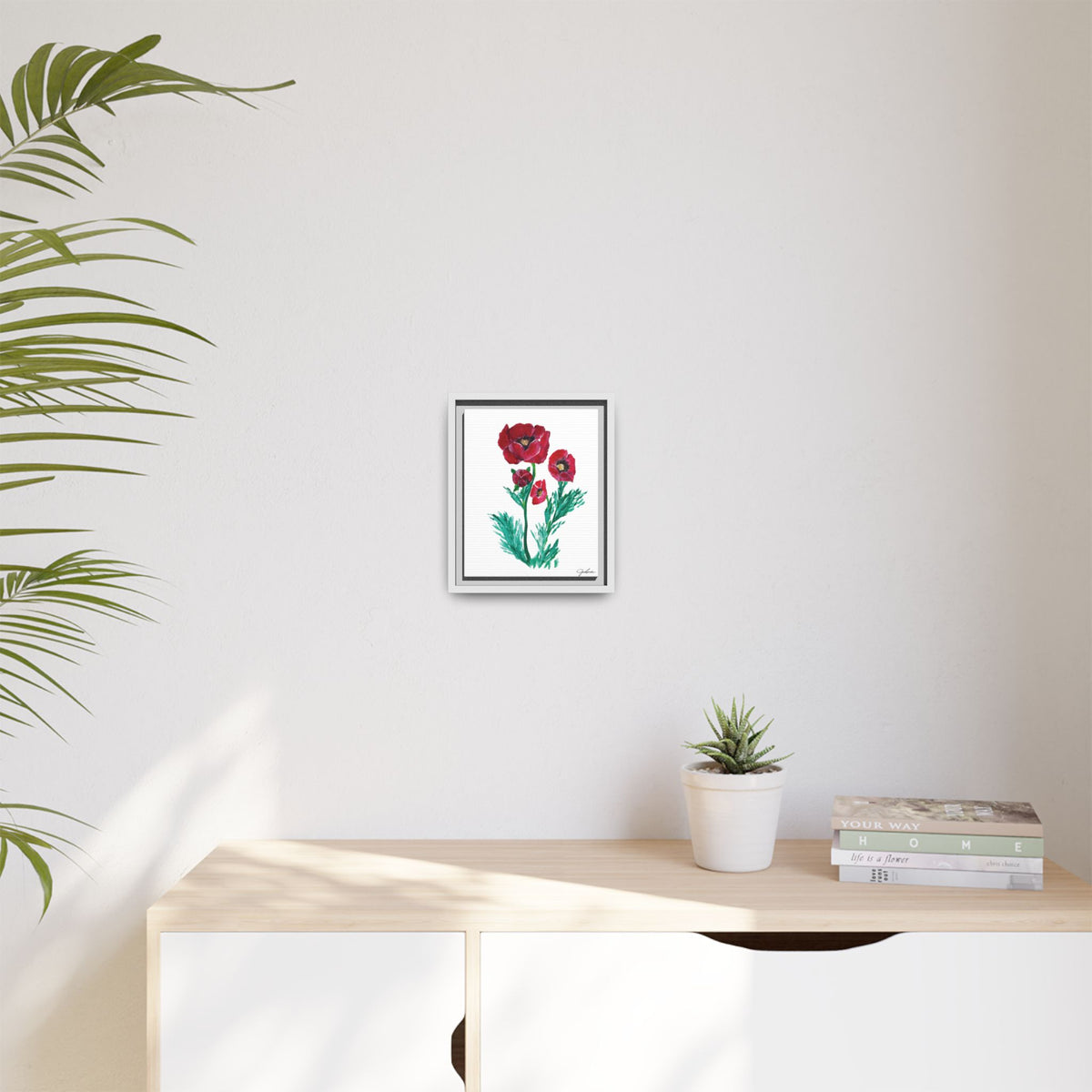 Canvas Print, Poppies - Framed Wall Art, Matte Canvas Decor, Multi-color Poppies Artwork, Floral Home Decor, Botanical Wall Hanging, Gift