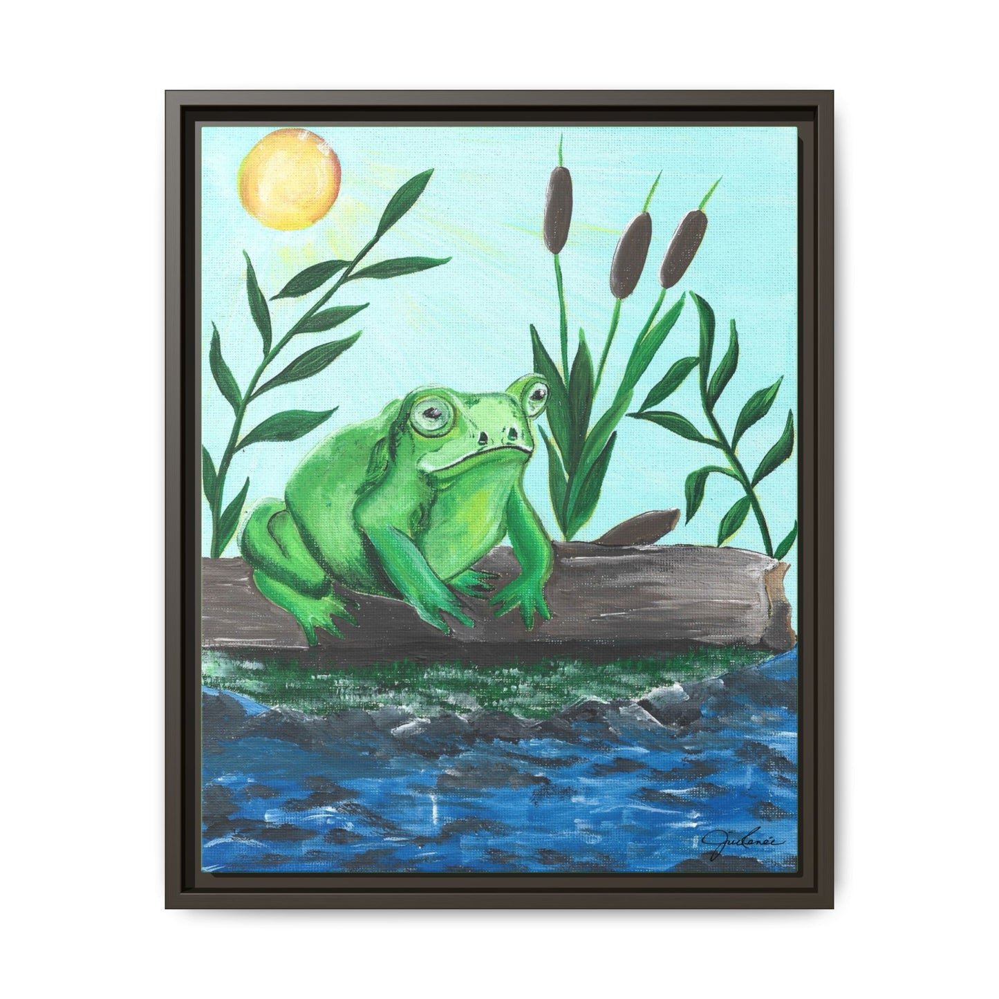 Canvas Print - Froggy! Waiting on Log