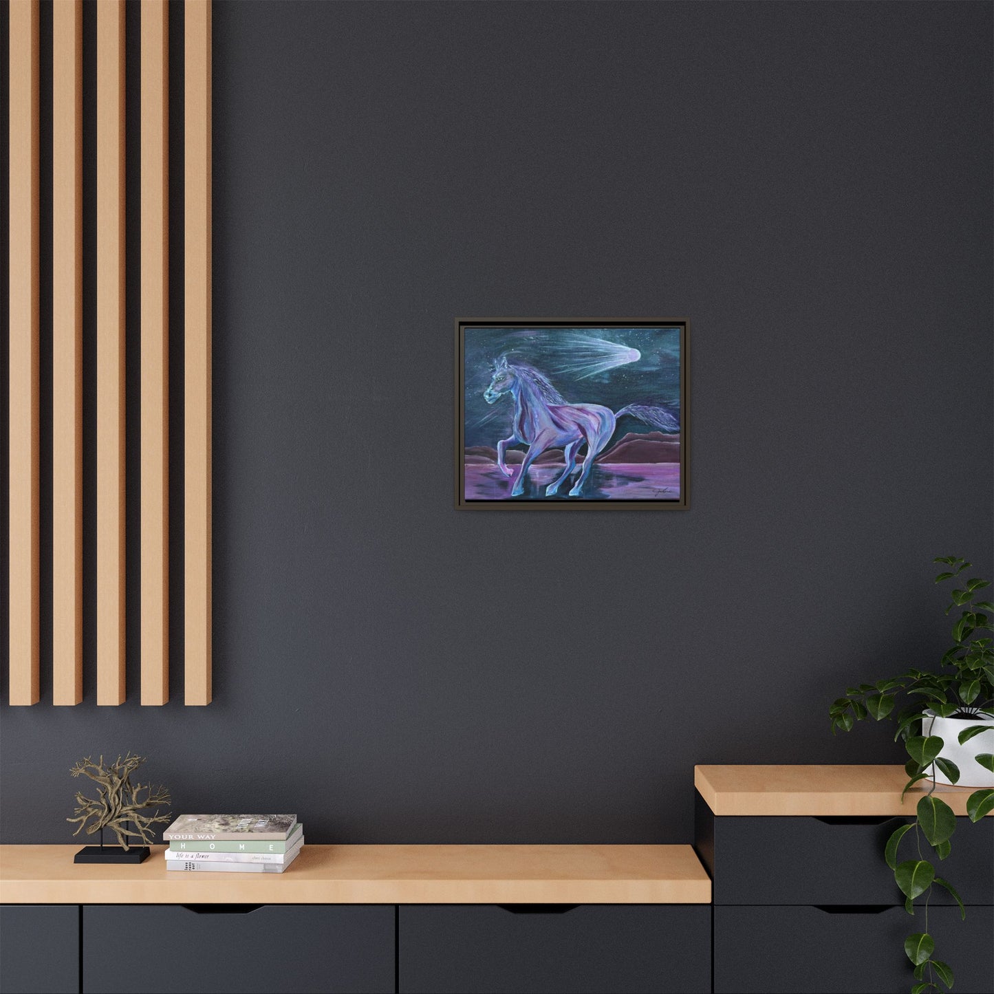 Canvas Print, Purple Horse and Comet, I Want To See You Glow, Framed Wall Art, Ethereal Art, Acrylic Art, Matte Canvas Print, Multi-color,