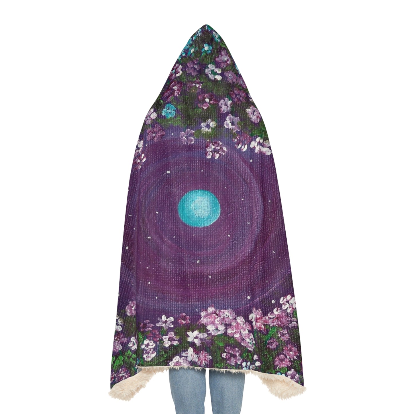 One World floral garden Earth Snuggle Blanket | Hooded throw, cozy planet print