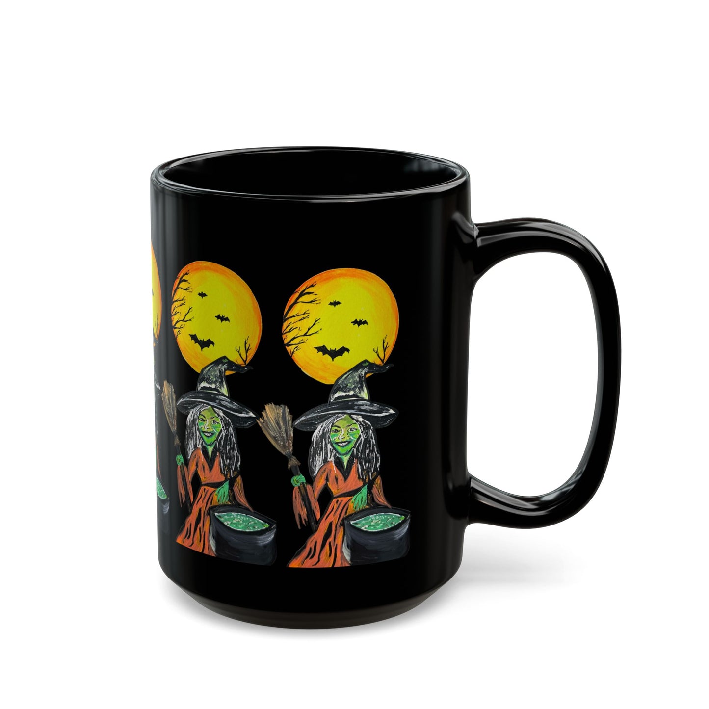 Halloween Witchy Mug, Spooky Black Coffee Cup, 11oz, 15oz, Halloween Decor, Halloween Gift, Witch Mug