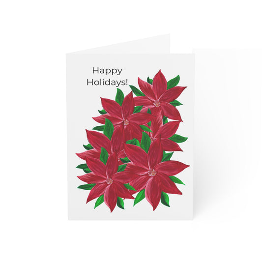 Charming Poinsettia Christmas Greeting Cards | Floral Design | Ideal for Holiday Wishes, Invitations, and Seasonal Greetings