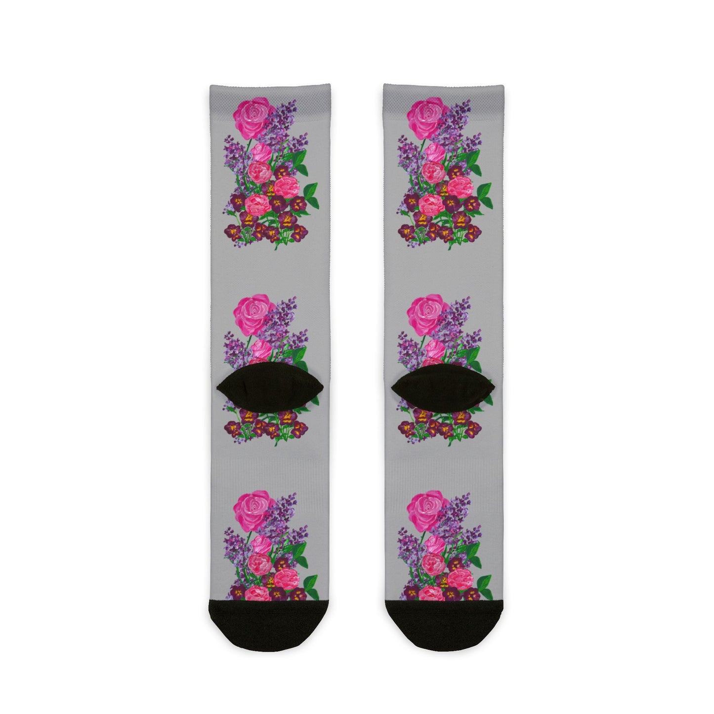 Floral Patterned Crew Socks for Women | Cute Gift for Her, Cozy Accessories, Stylish Footwear, Trendy Home Wear, Unique Floral Design