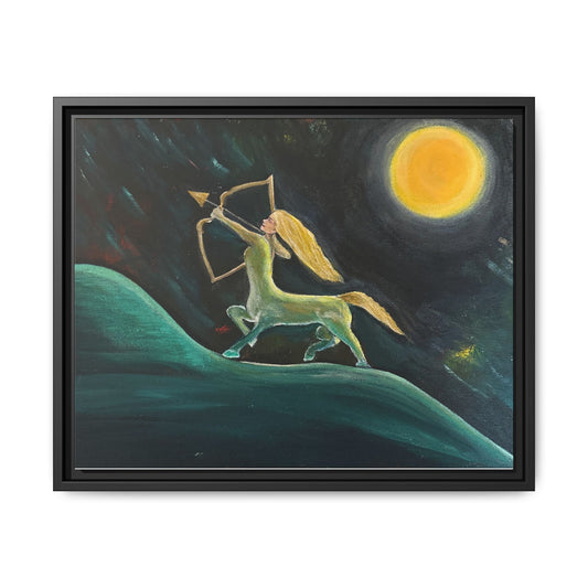 Sagittarius Celestial Centaur Framed Canvas Print — Matte Multi‑Color