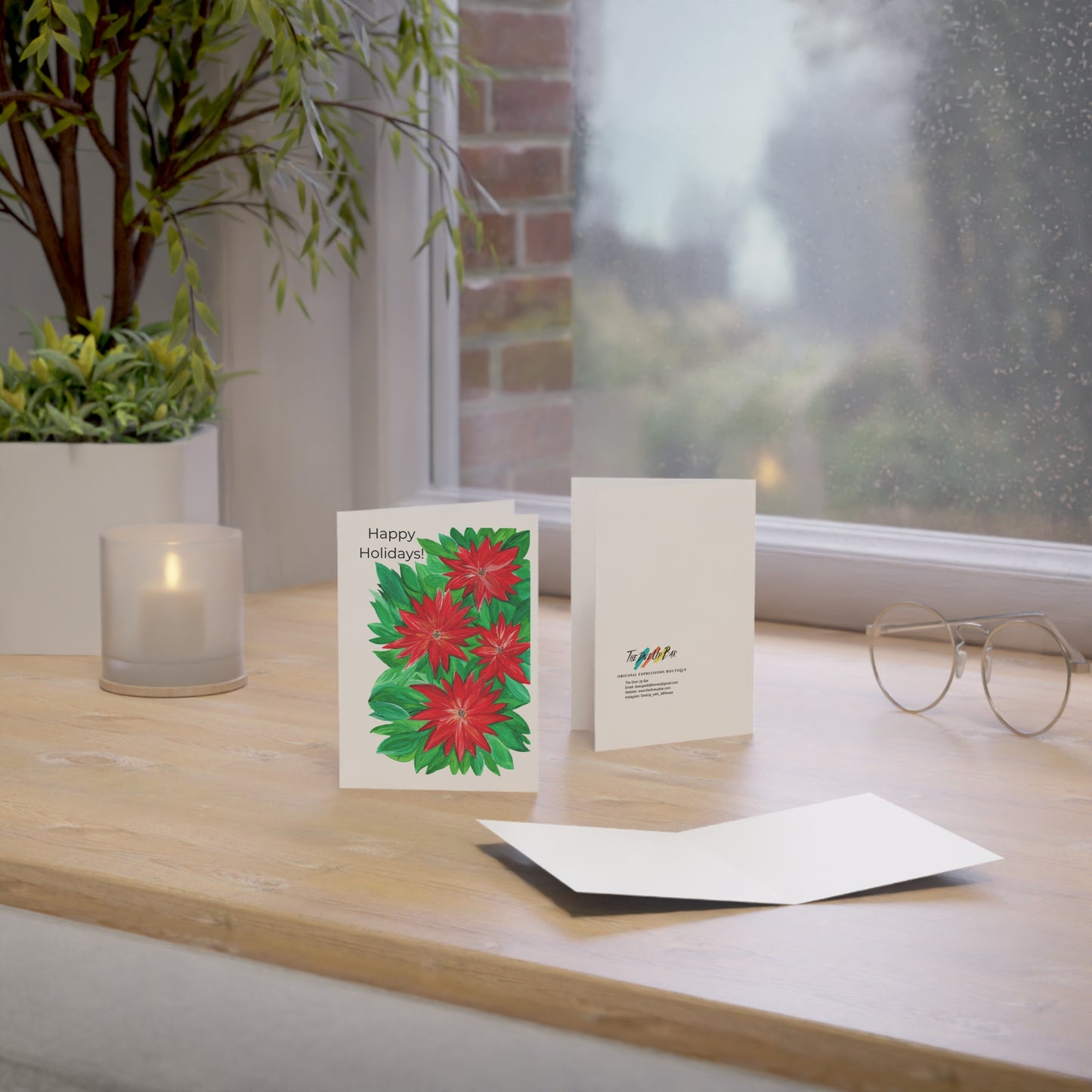 Bright Colorful Poinsettia Charming Christmas Greeting Cards | Floral Design | Ideal for Holiday Wishes, Invitations, and Seasonal Greetings