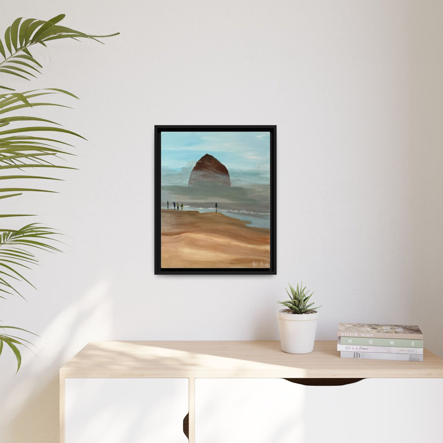 Fog Burning Off Haystack RockCanvas Print, Coastal Seascape Artwork, Pacific Northwest Wall Decor,, Haystack Rock Fog Art