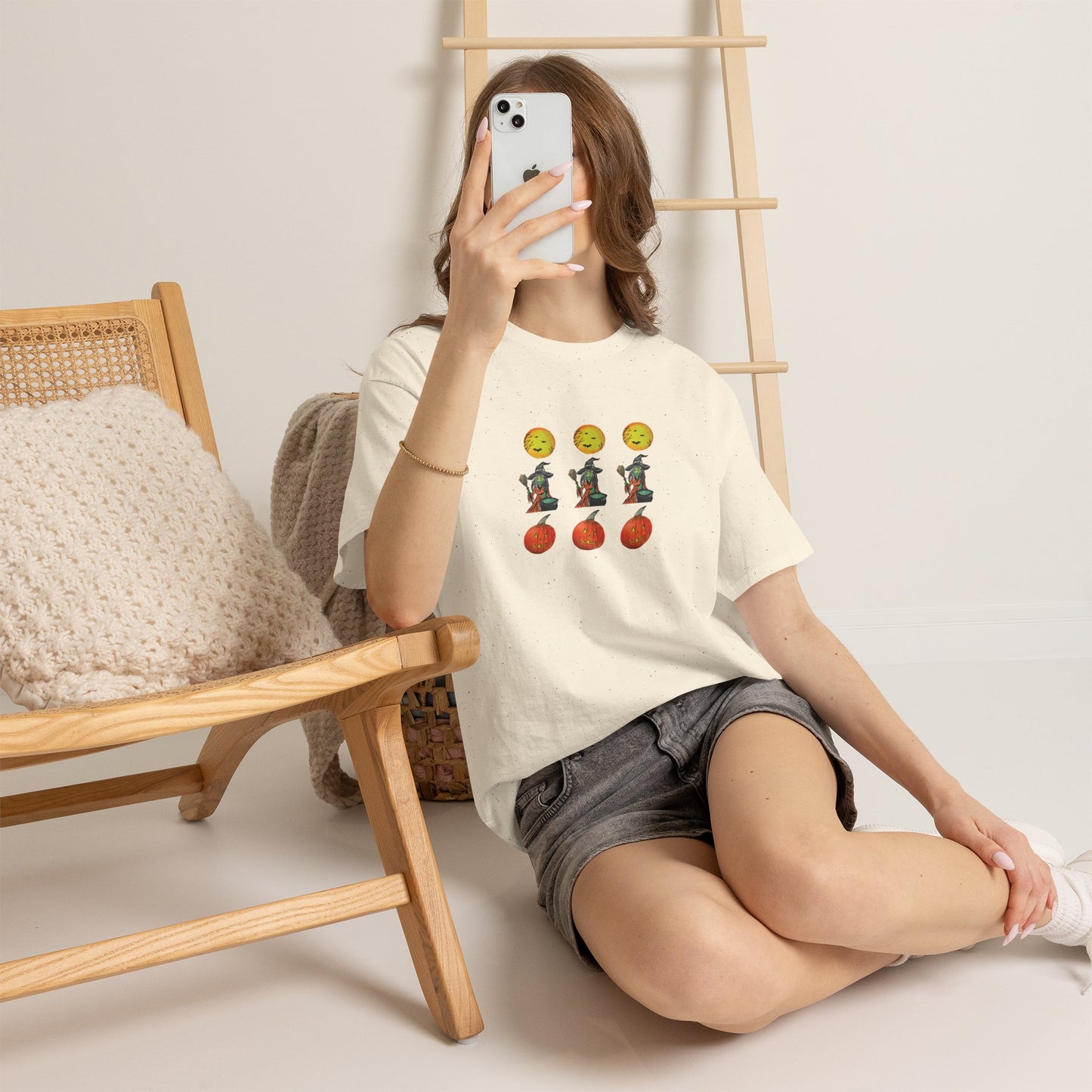 Halloween Tee - Moons, witches, and jacko'lanterns - Unisex Heavy Cotton