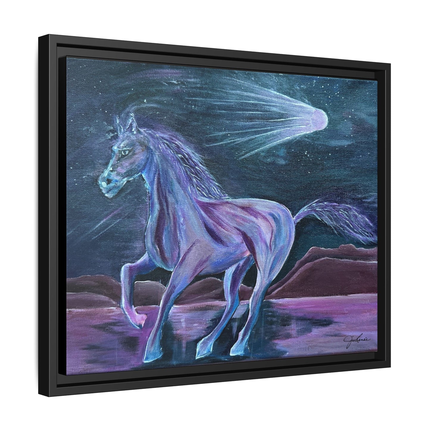 Canvas Print, Purple Horse and Comet, I Want To See You Glow, Framed Wall Art, Ethereal Art, Acrylic Art, Matte Canvas Print, Multi-color,