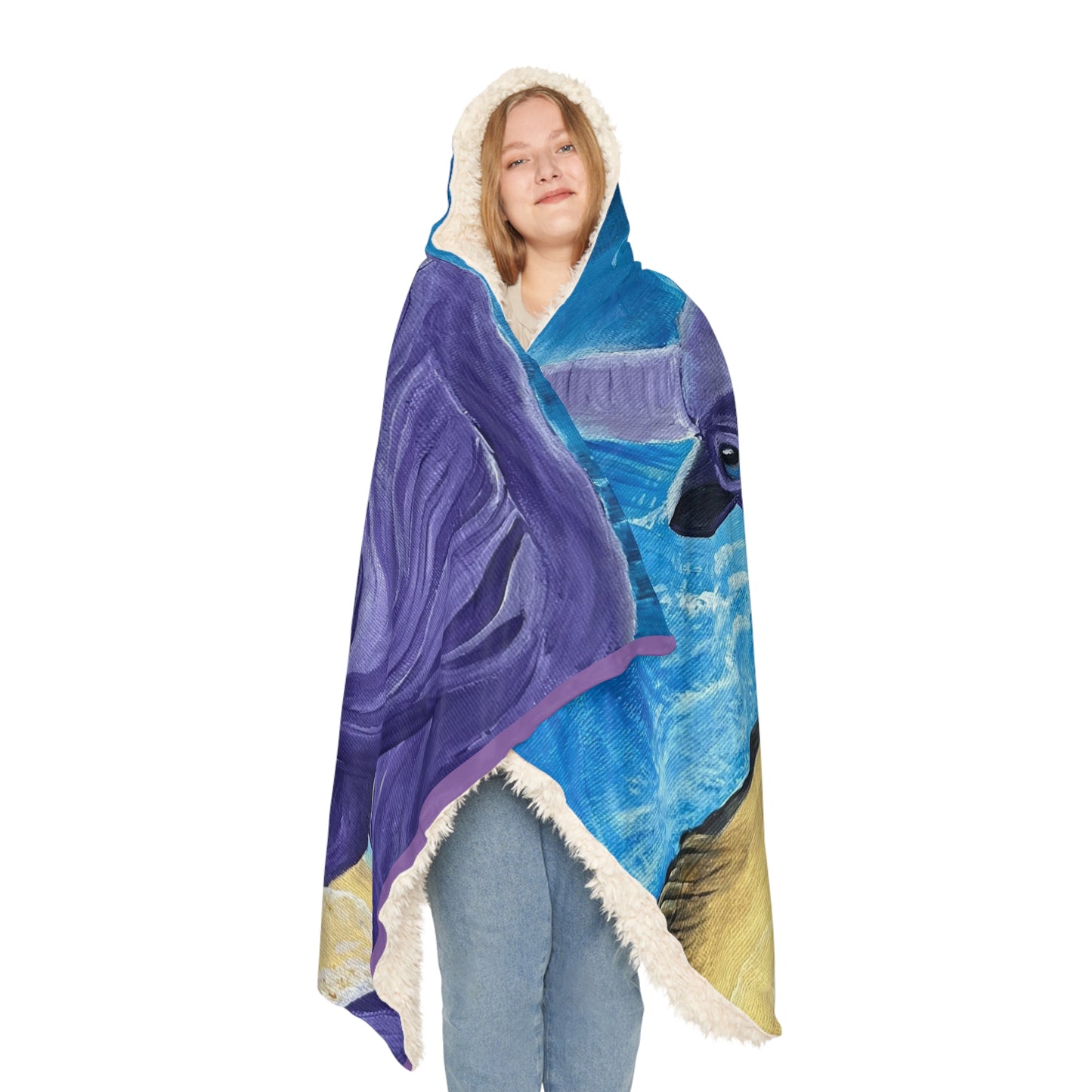 Purple Taurus Bull Pattern Snuggle Blanket | Hooded Throw