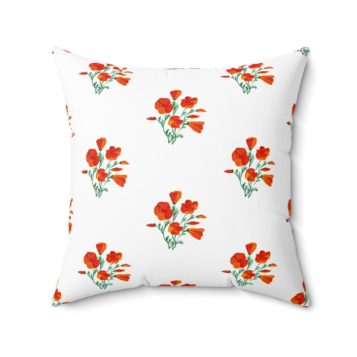 Elegant painted California Poppies, Floral Decor Pillow, Vintage Flower Cushion, Botanical Accent Pillow, Spring Decor, Flower Lover Gift