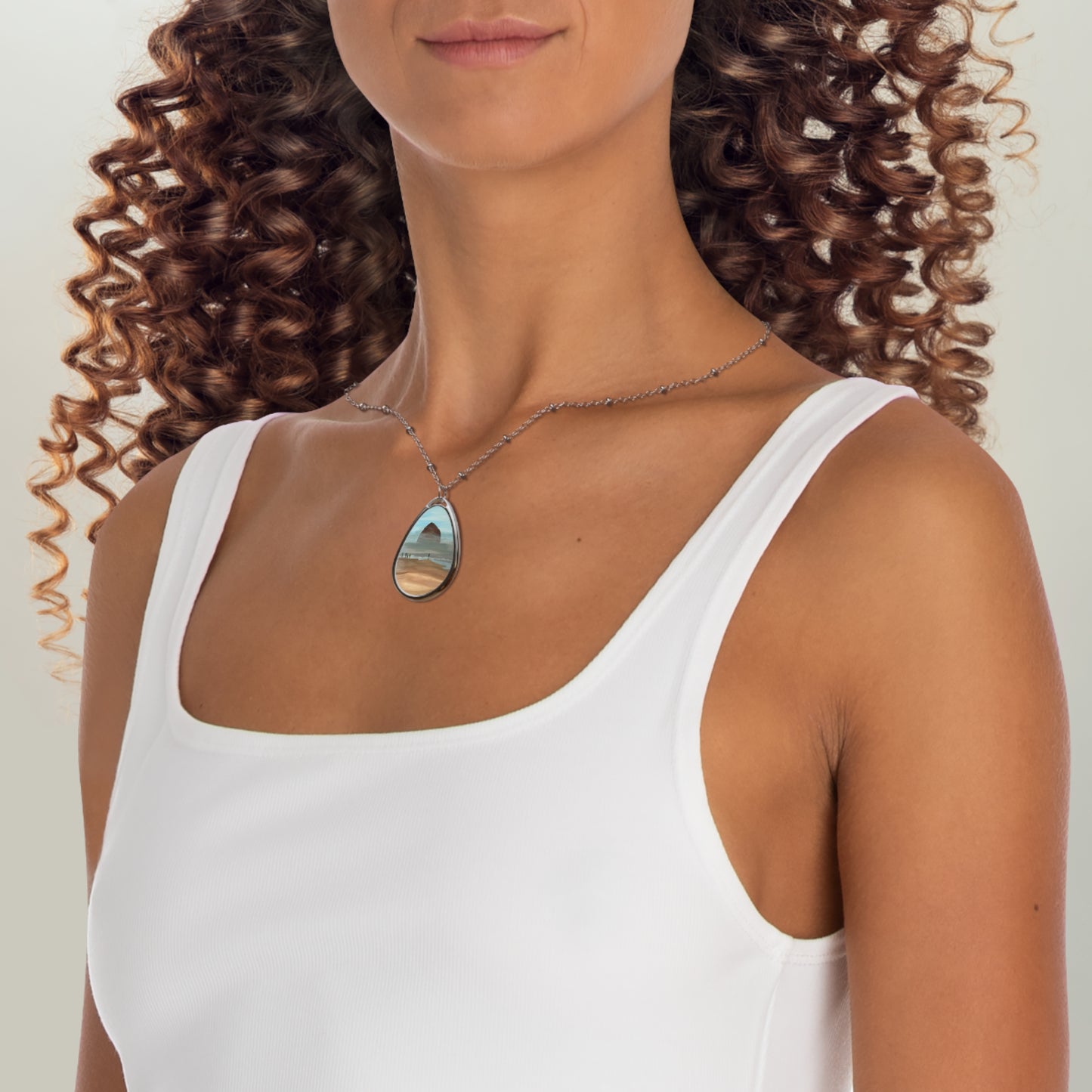 Haystack Rock inspired Oval Necklace, Coastal Jewelry, Beach Pendant, Nature Lover Gift, Everyday Elegance, Minimalist Design