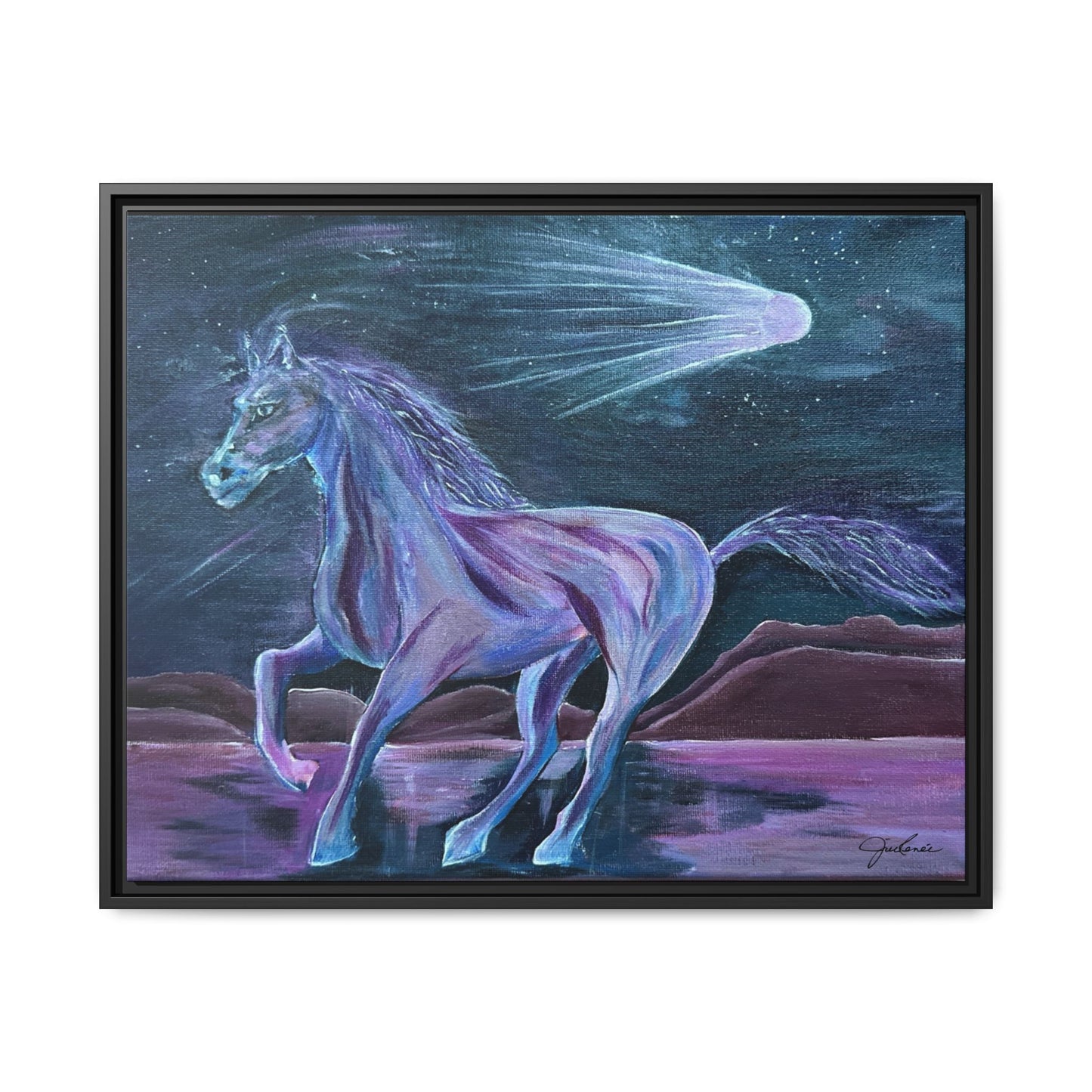Canvas Print, Purple Horse and Comet, I Want To See You Glow, Framed Wall Art, Ethereal Art, Acrylic Art, Matte Canvas Print, Multi-color,