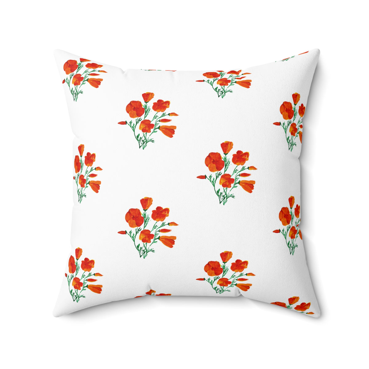 Elegant painted California Poppies, Floral Decor Pillow, Vintage Flower Cushion, Botanical Accent Pillow, Spring Decor, Flower Lover Gift
