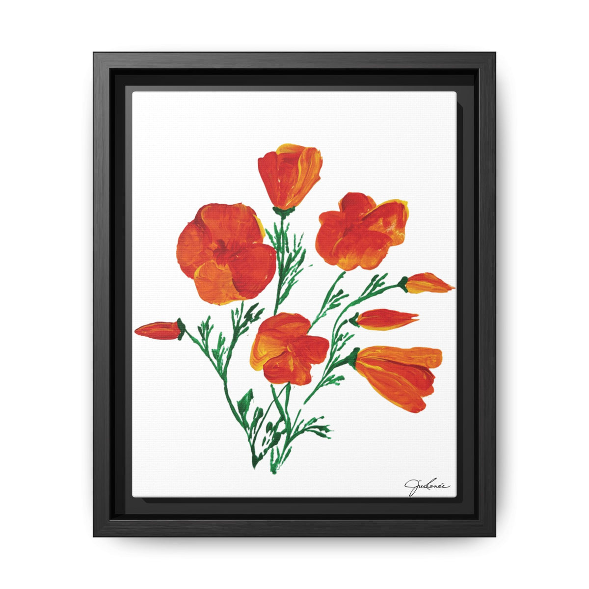 Framed Canvas Print, California Poppies - Print Wall Art - Home Decor, Matte Canvas, Multi-color Floral Artwork, Botanical Picture Gift