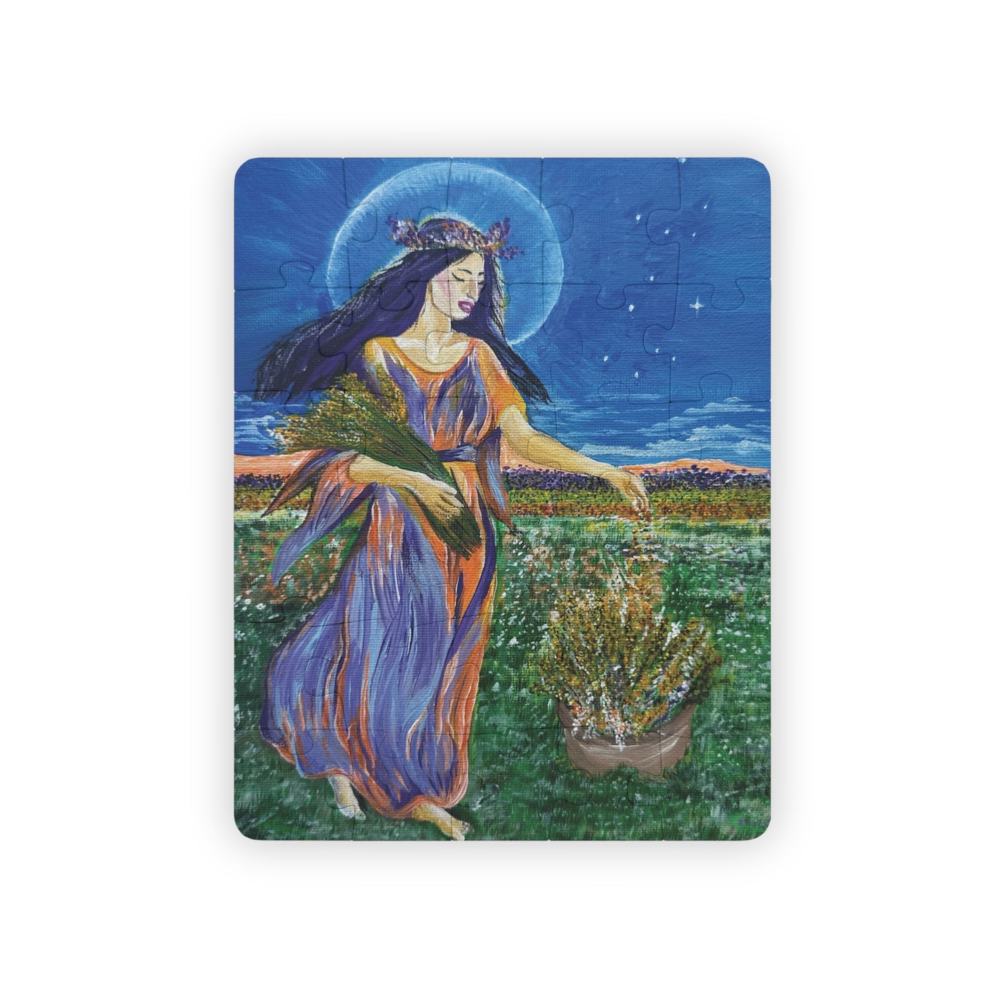 Kids Puzzle, Virgo Goddess Harvesting Abundance 30-Piece Jigsaw, Zodiac Gift for Children, Astrology Toy, Educational Activity, Birthday