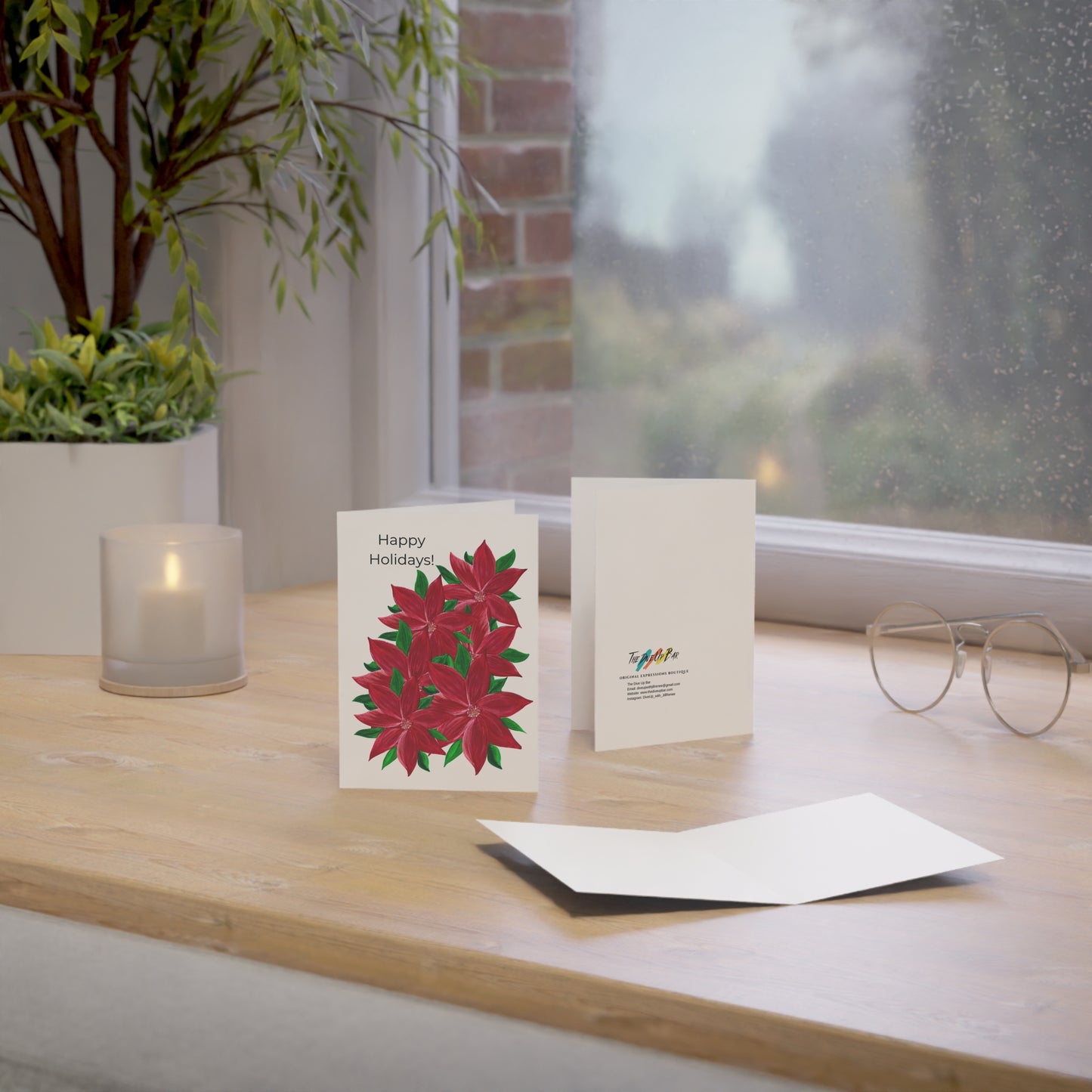 Charming Poinsettia Christmas Greeting Cards | Floral Design | Ideal for Holiday Wishes, Invitations, and Seasonal Greetings