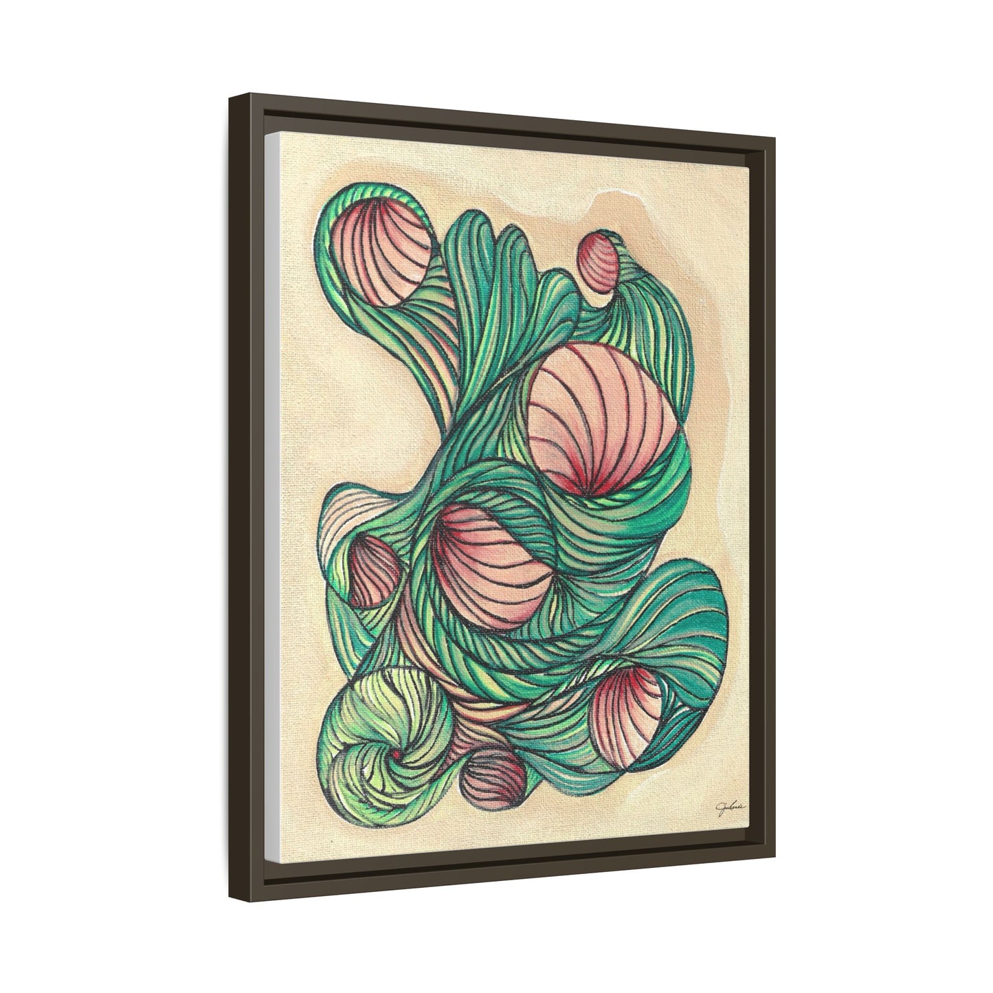 Abstract Organic Swirls Matte Canvas Framed | Botanical Line Art Wall Decor