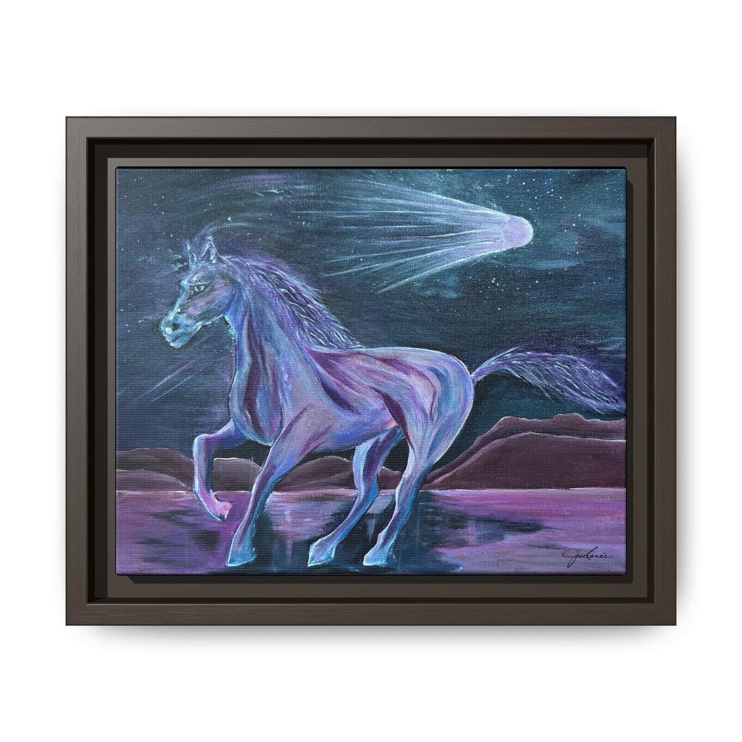 Canvas Print, Purple Horse and Comet, I Want To See You Glow, Framed Wall Art, Ethereal Art, Acrylic Art, Matte Canvas Print, Multi-color,