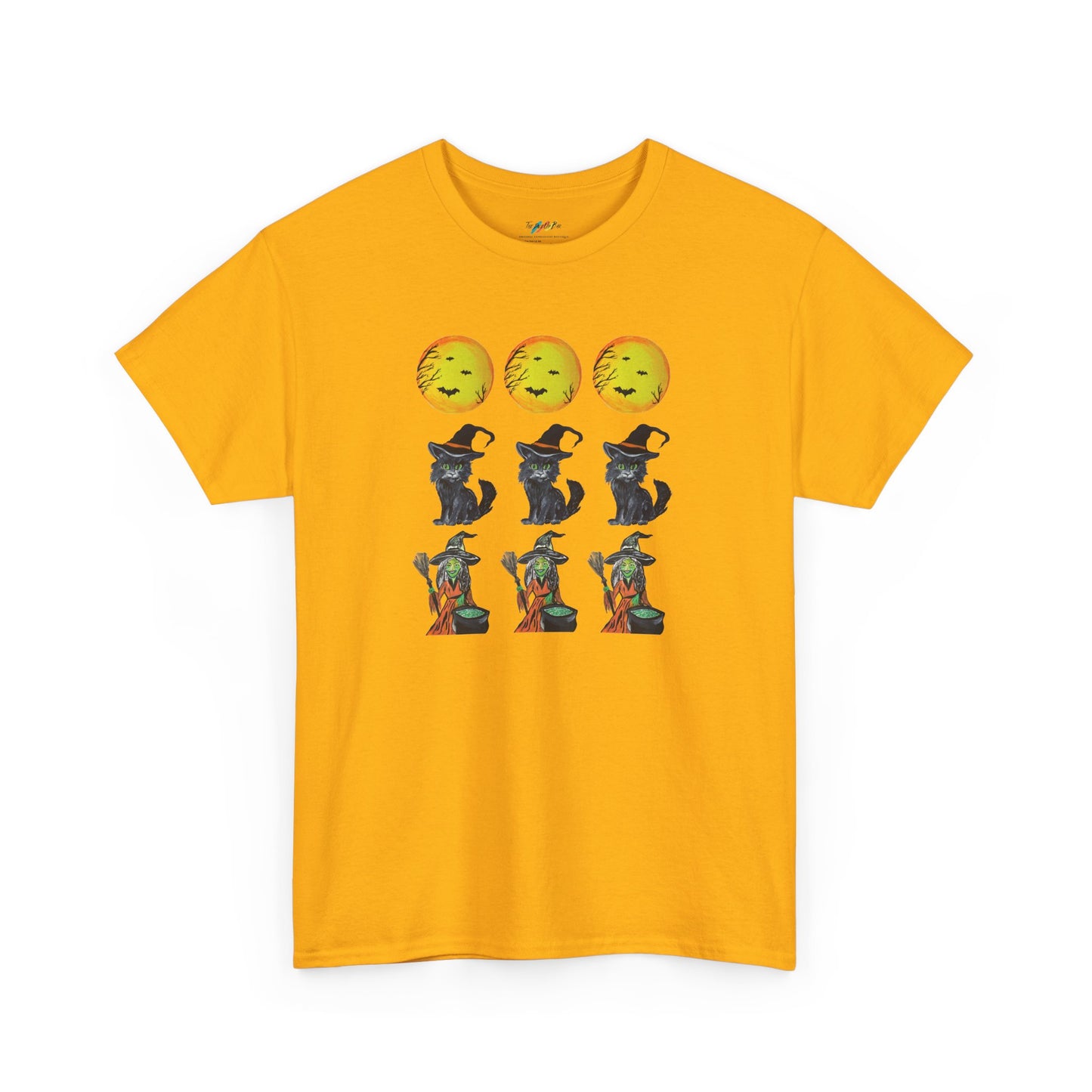 Halloween Moon Witch Kitten Tee, Cute Halloween Apparel, Unisex Shirt, Spooky Shirt, Halloween Graphic Tee, Halloween Gift