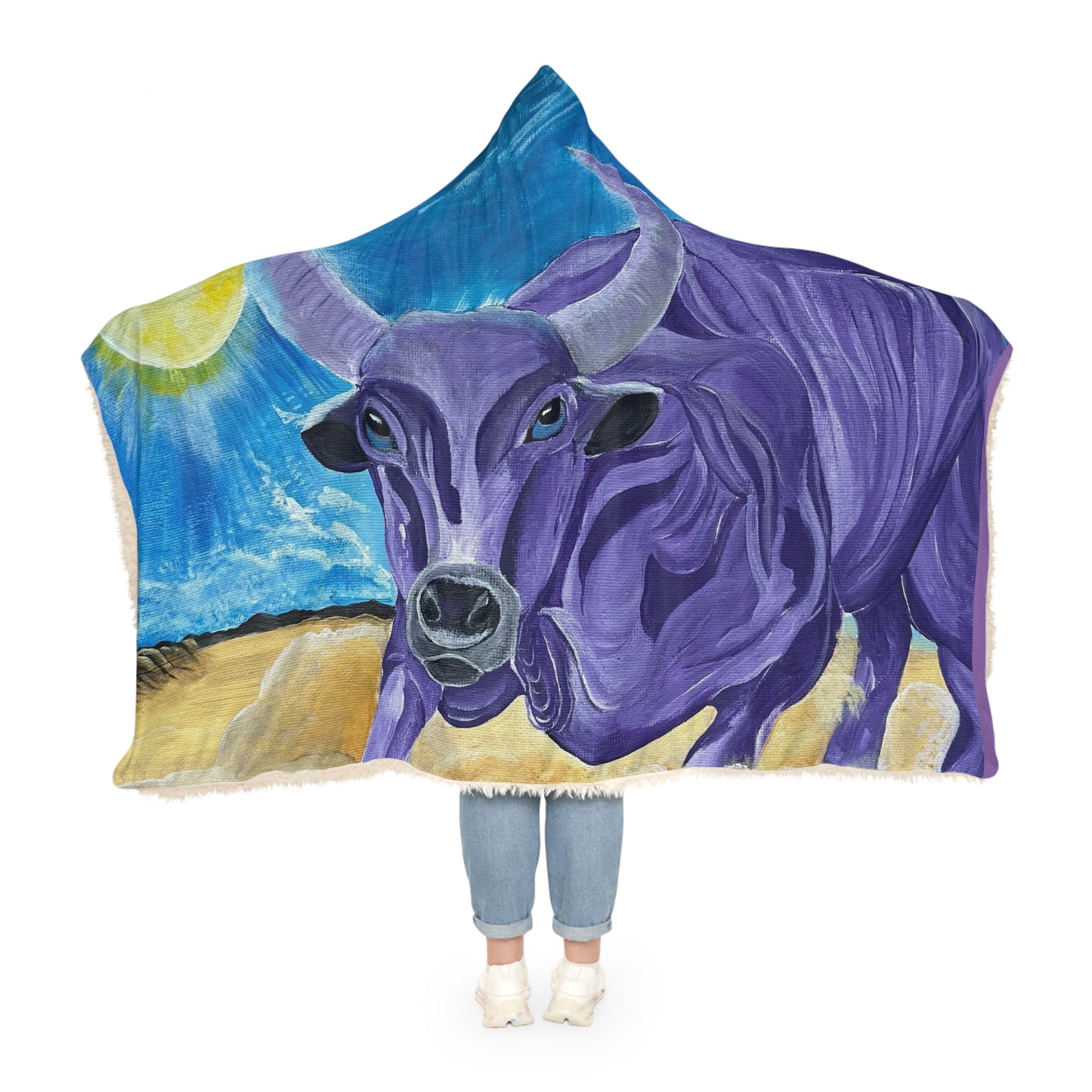 Purple Taurus Bull Pattern Snuggle Blanket | Hooded Throw