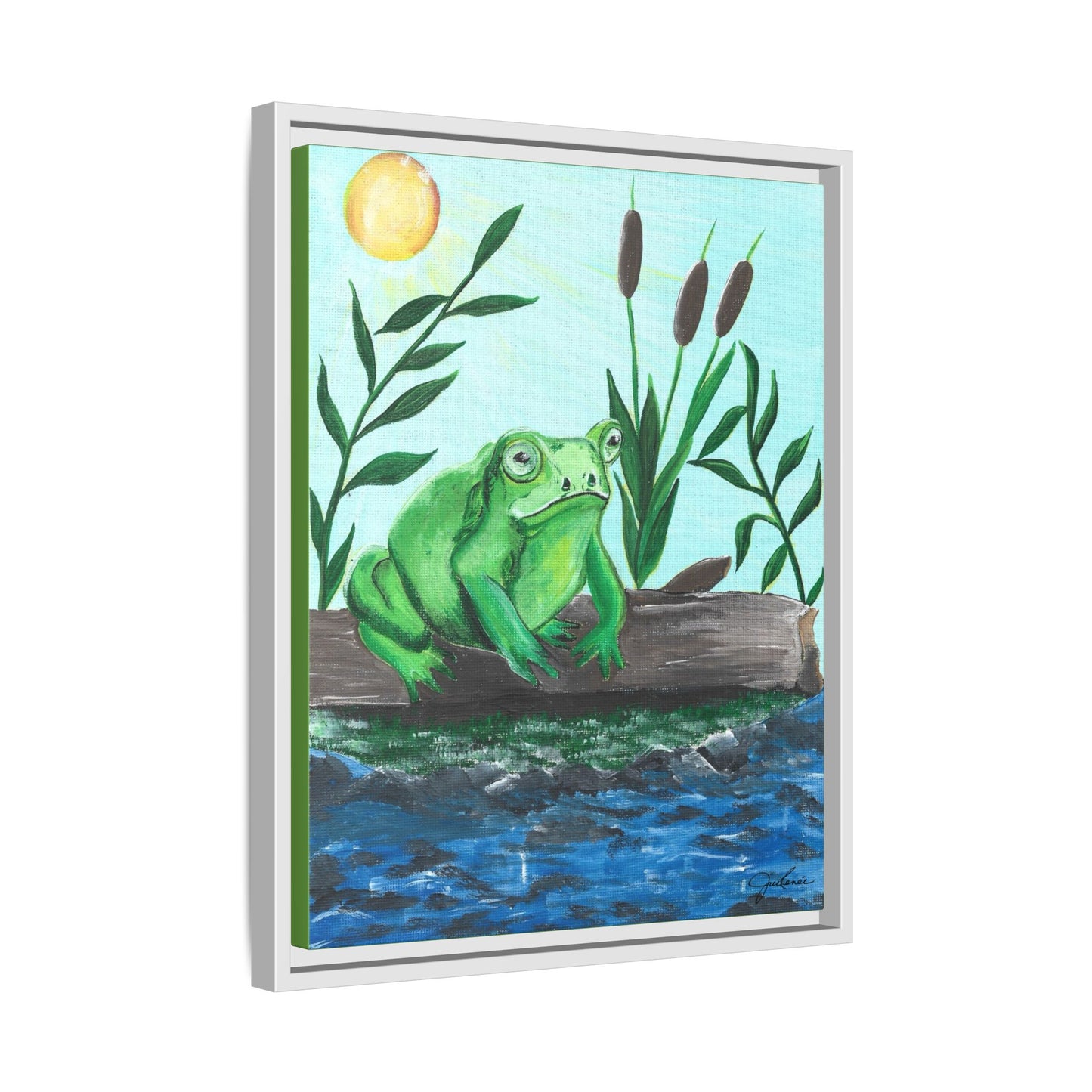 Canvas Print - Froggy! Waiting on Log