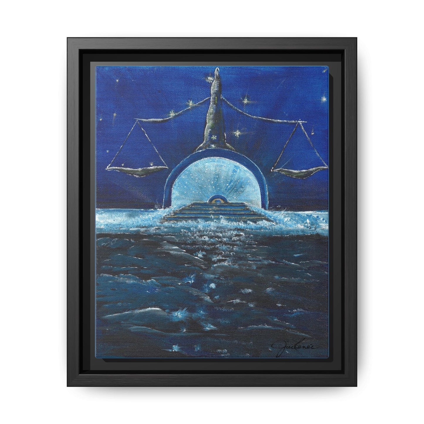 Libra Constellation and Scales Zodiac, Framed Canvas Print  Wall Art, Horoscope Astrology Decor, Gift for Libra, Constellation Art