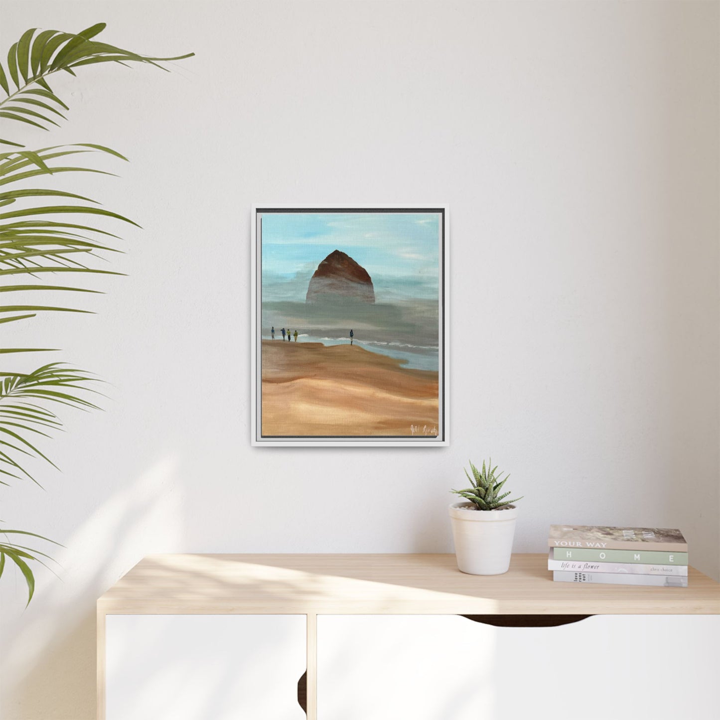 Fog Burning Off Haystack RockCanvas Print, Coastal Seascape Artwork, Pacific Northwest Wall Decor,, Haystack Rock Fog Art