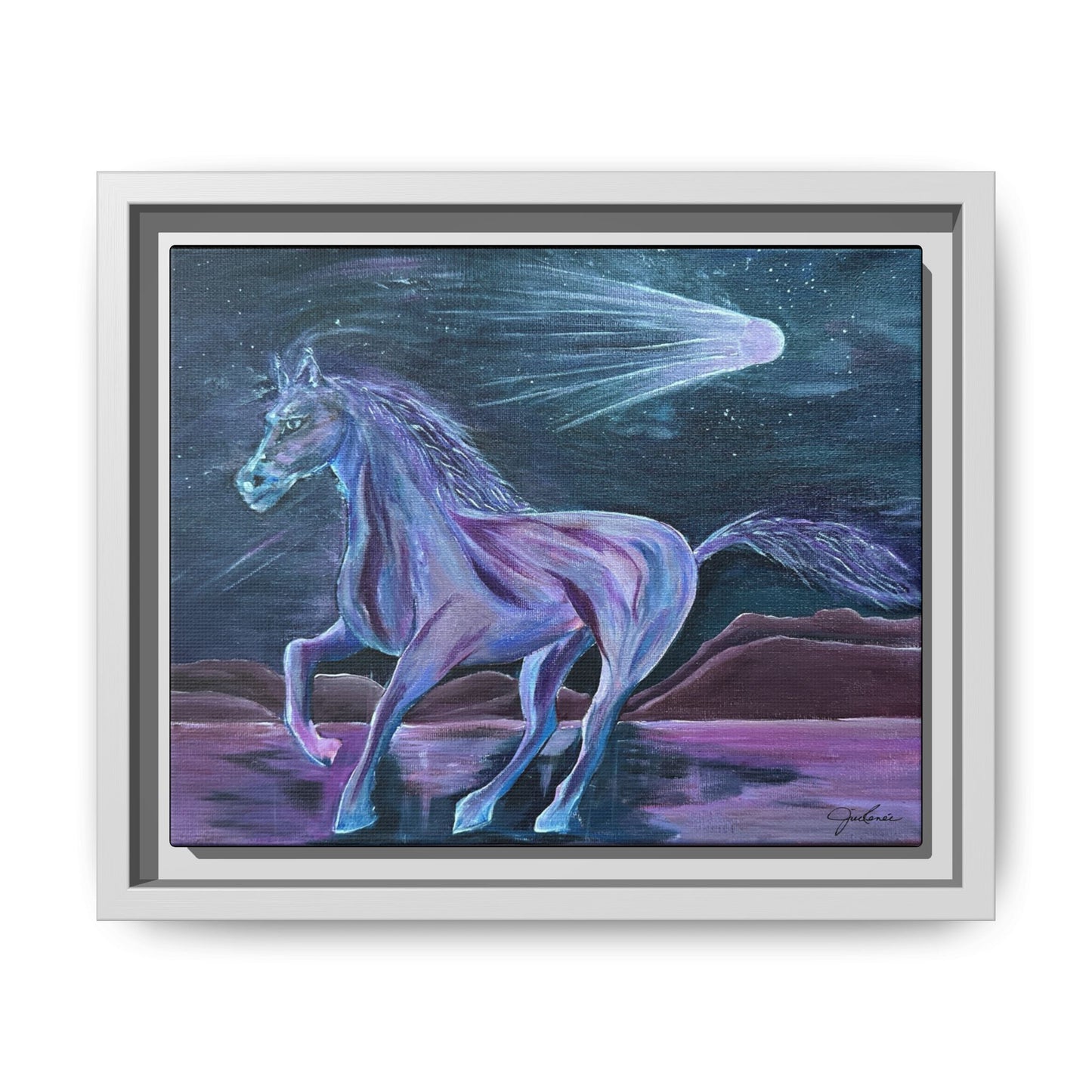 Canvas Print, Purple Horse and Comet, I Want To See You Glow, Framed Wall Art, Ethereal Art, Acrylic Art, Matte Canvas Print, Multi-color,