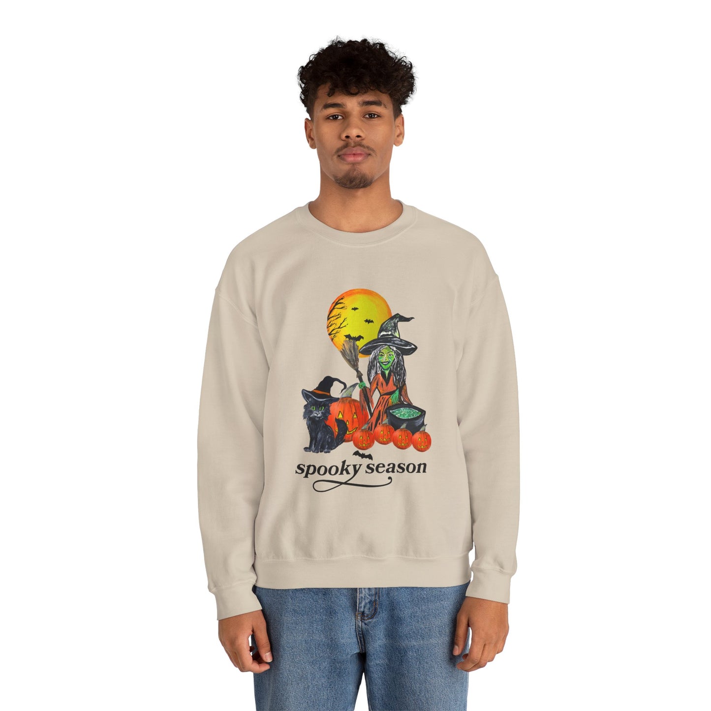 Spooky Season Witch Cats Sweatshirt | Halloween Pumpkin Moon
