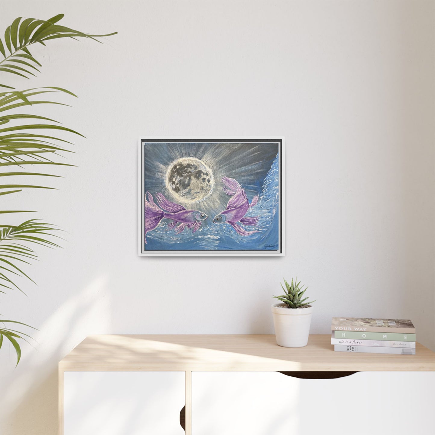 'Moonlit Pisces' Framed Canvas Print