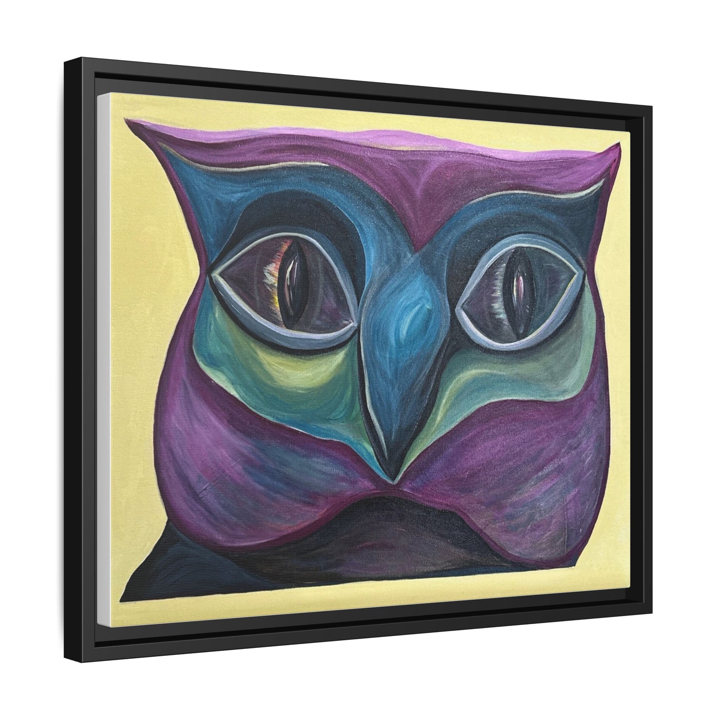 Abstract Colorful Owl Painting Matte Canvas, Framed | Modern Wall Art