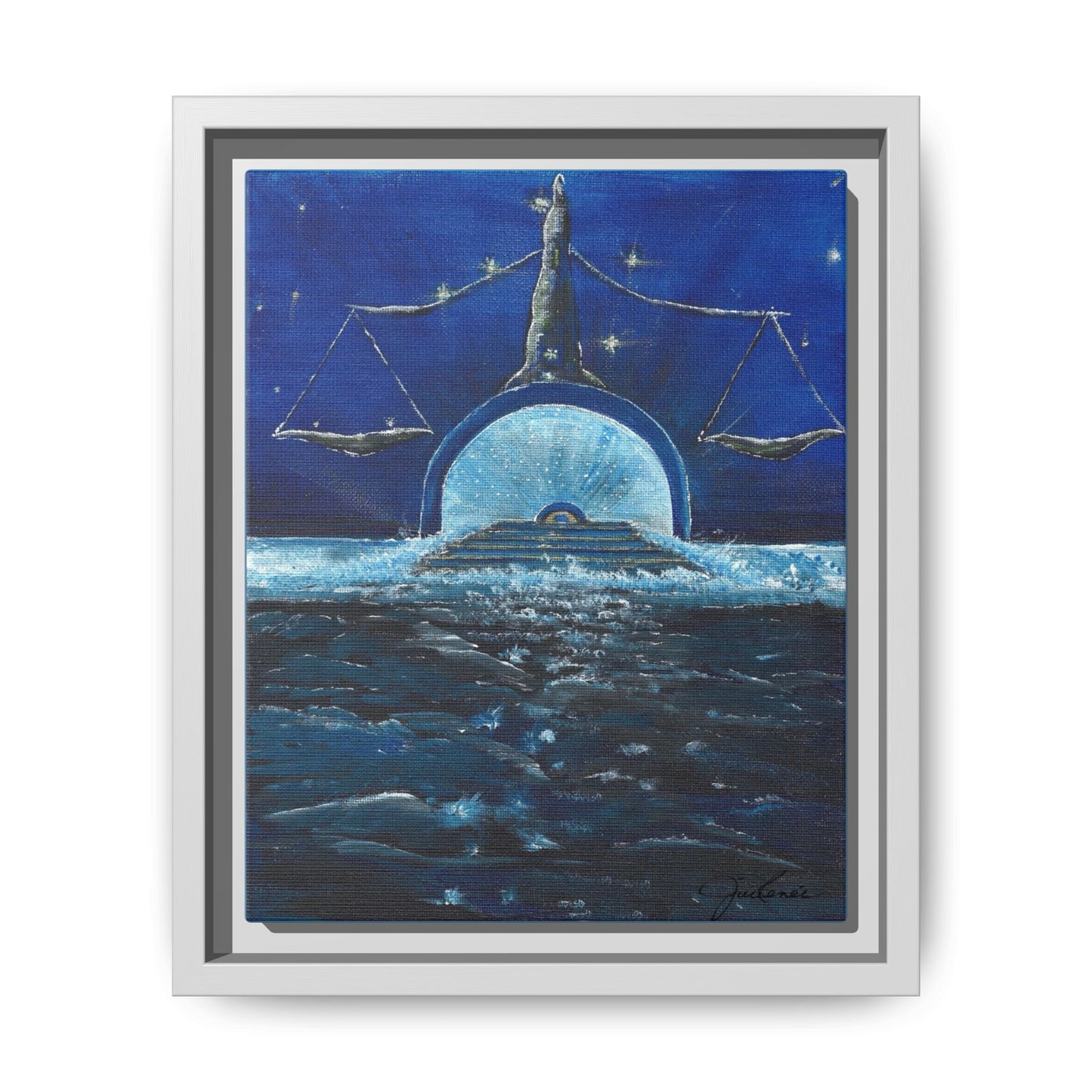 Libra Constellation and Scales Zodiac, Framed Canvas Print  Wall Art, Horoscope Astrology Decor, Gift for Libra, Constellation Art