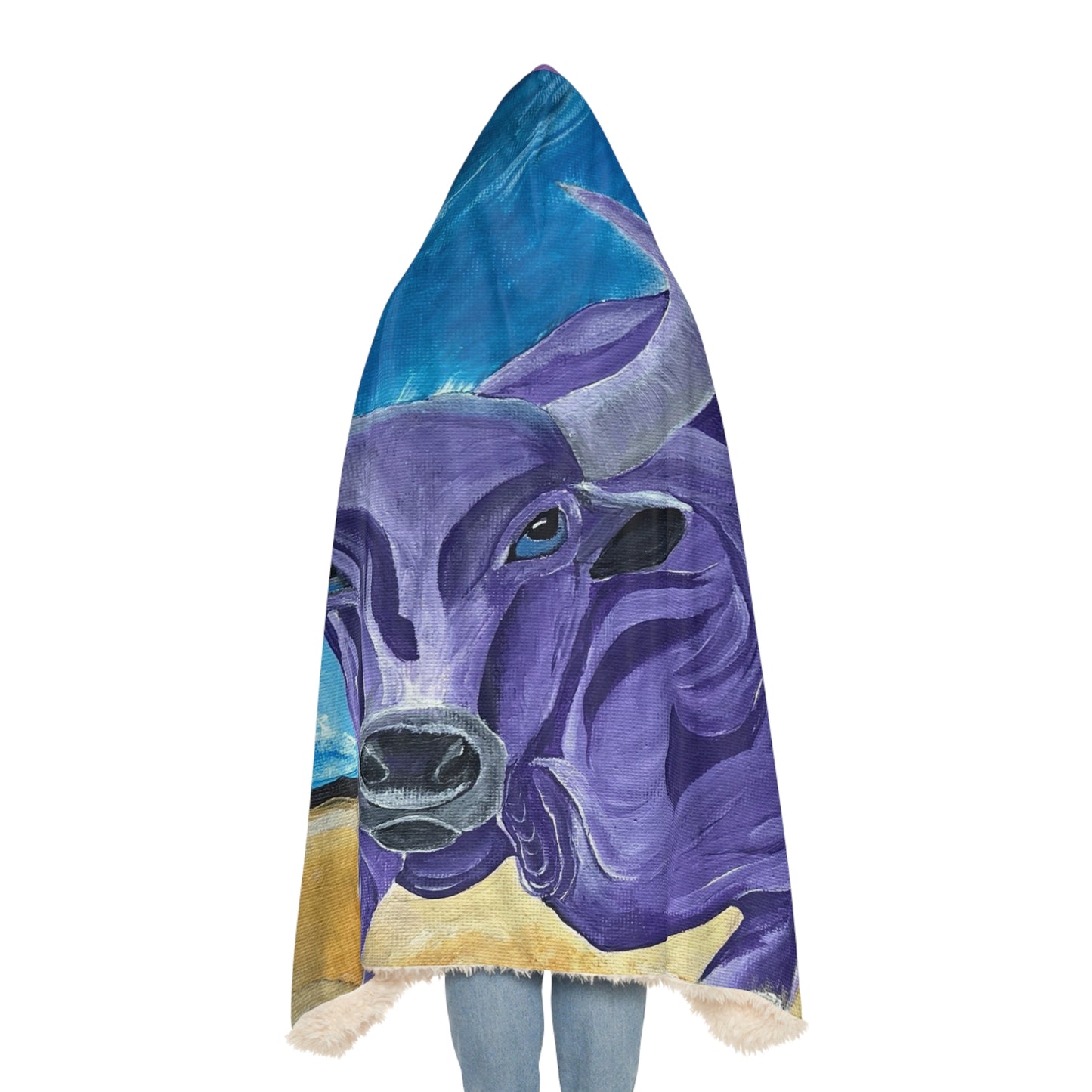 Purple Taurus Bull Pattern Snuggle Blanket | Hooded Throw