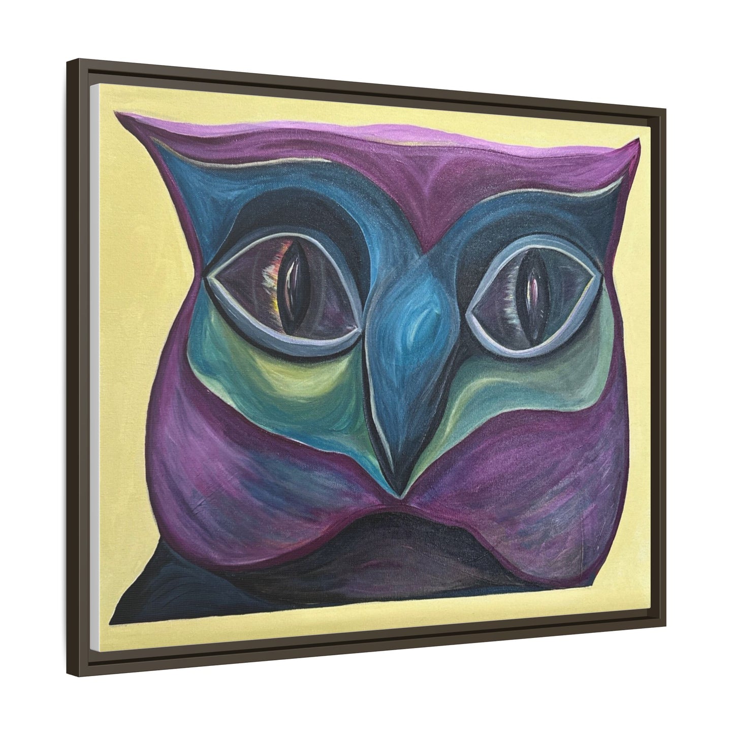 Abstract Colorful Owl Painting Matte Canvas, Framed | Modern Wall Art