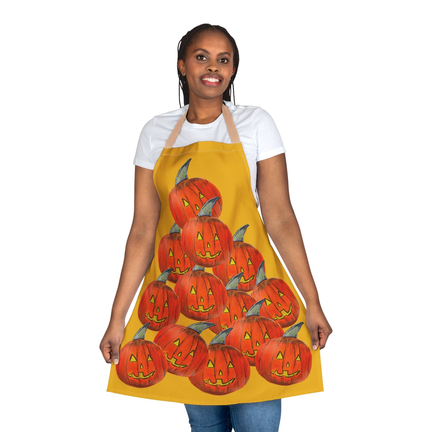 Stacked Jack-o'-Lanterns Apron | Halloween Pumpkin Kitchen Apron